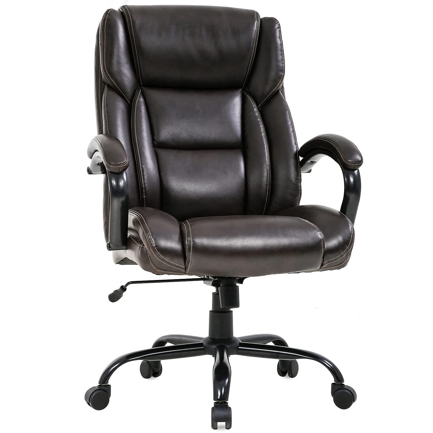 GXP Big and Tall Office Chair 500lbs Capacity - Wide Seat Ergonomic Rolling Swivel Chair with Adjustable Lumbar Support (Brown) - Perfect for Home Office, Gaming, and Executive Workspaces