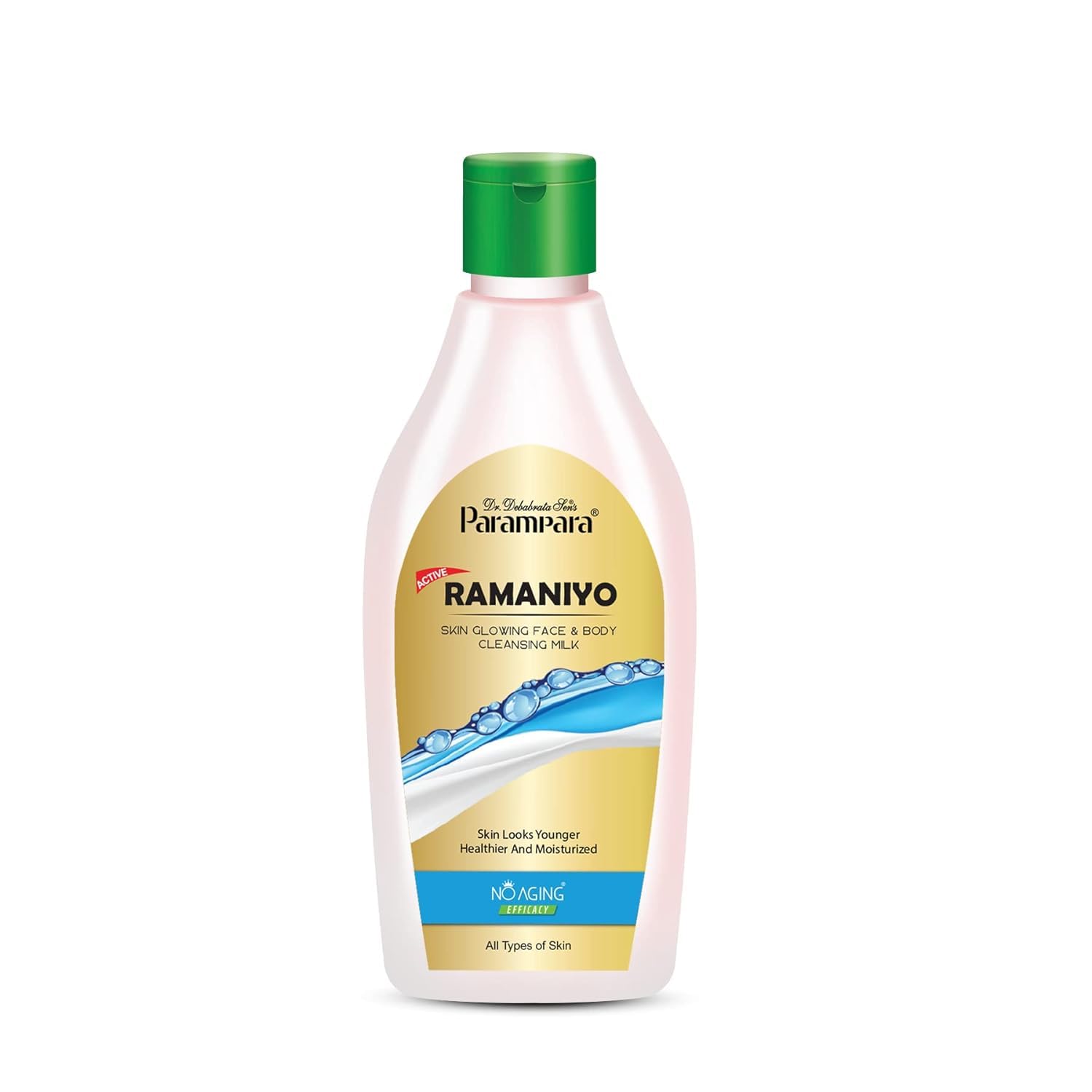Parampara Ayurved Ramaniyo Skin Glowing Face & Body Cleansing Milk - Hydrating Cleanser with Honey, Sandalwood, Almond Oil & Saffron | Nourishing & Moisturizing for All Skin Types | Men & Women | 300ml | Perfect for Daily Skincare Routine & Spa Treatments