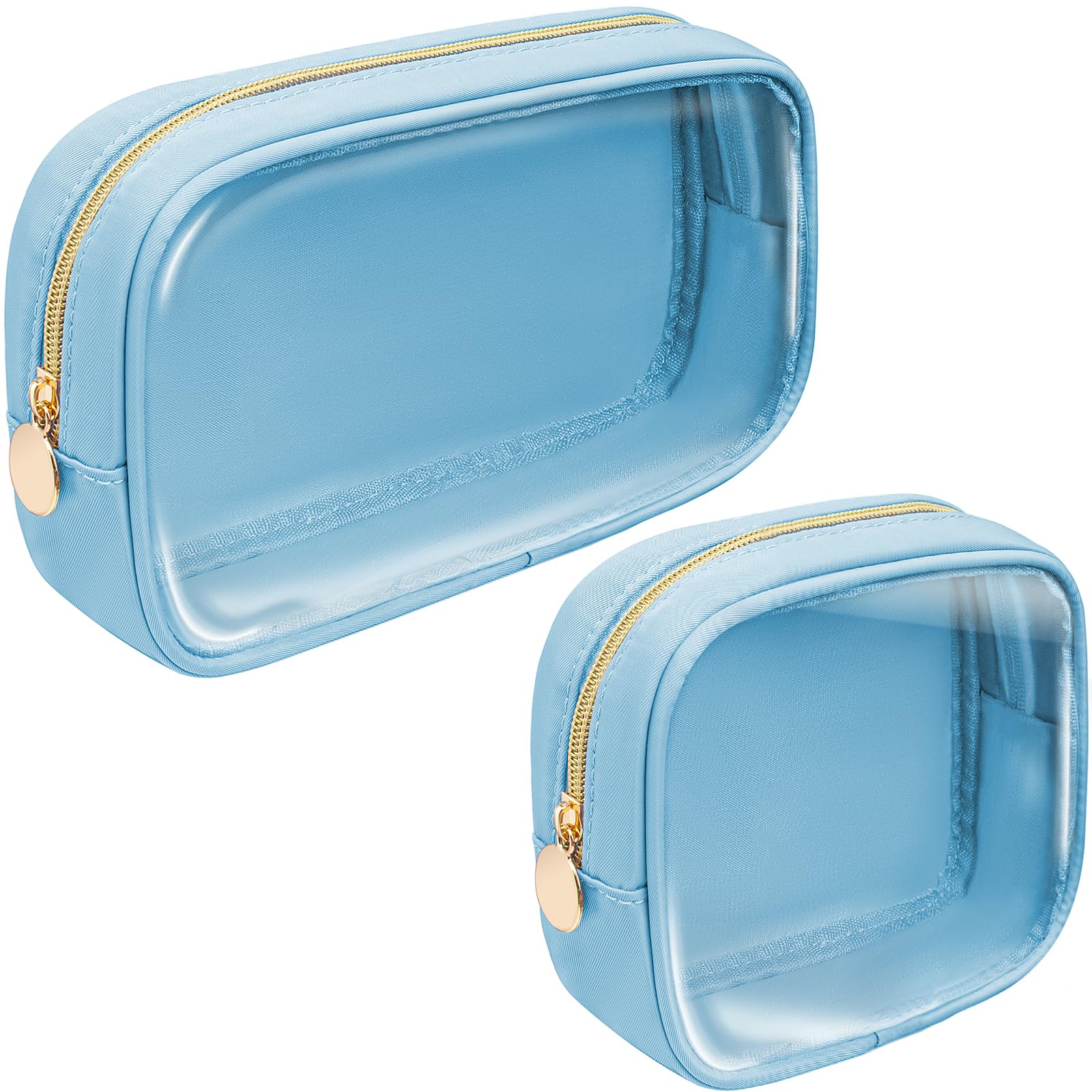 2Pcs Clear Makeup Bags - TSA Approved Travel Toiletry Organizer for Women & Girls (Blue Set) - Perfect for Cosmetics & Car Essentials
