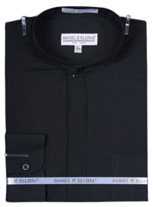 Daniel Ellissa Banded Collar Shirt with Convertible Cuff DS3001C Black | Men's Stylish Office & Casual Wear | Perfect for Business Meetings, Dates & Smart Events