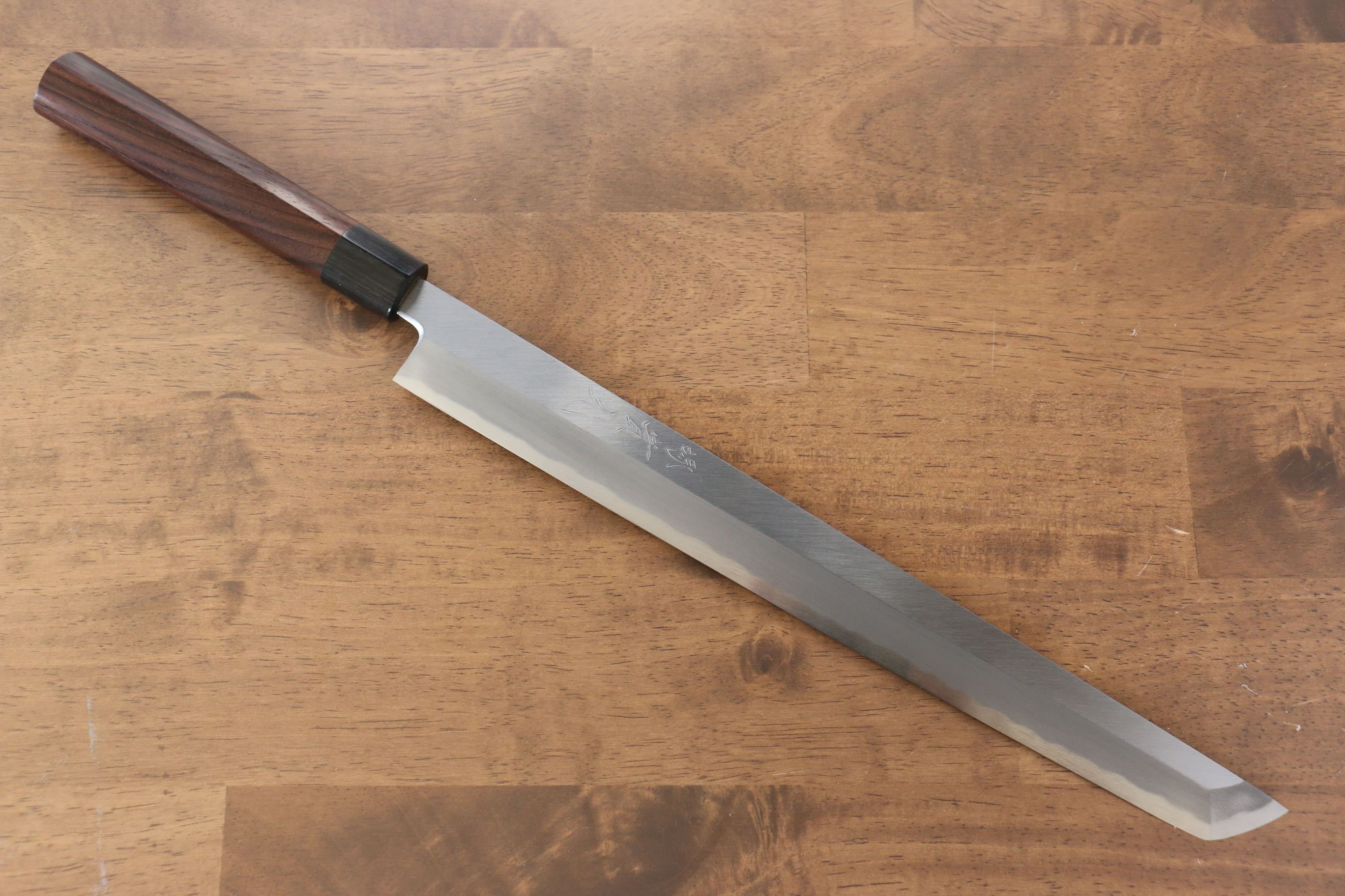 Premium Jikko White Steel No.2 Sakimaru Yanagiba 330mm Japanese Sushi Knife with Ebony Handle - Perfect for Sushi Chefs & Professional Kitchen Use