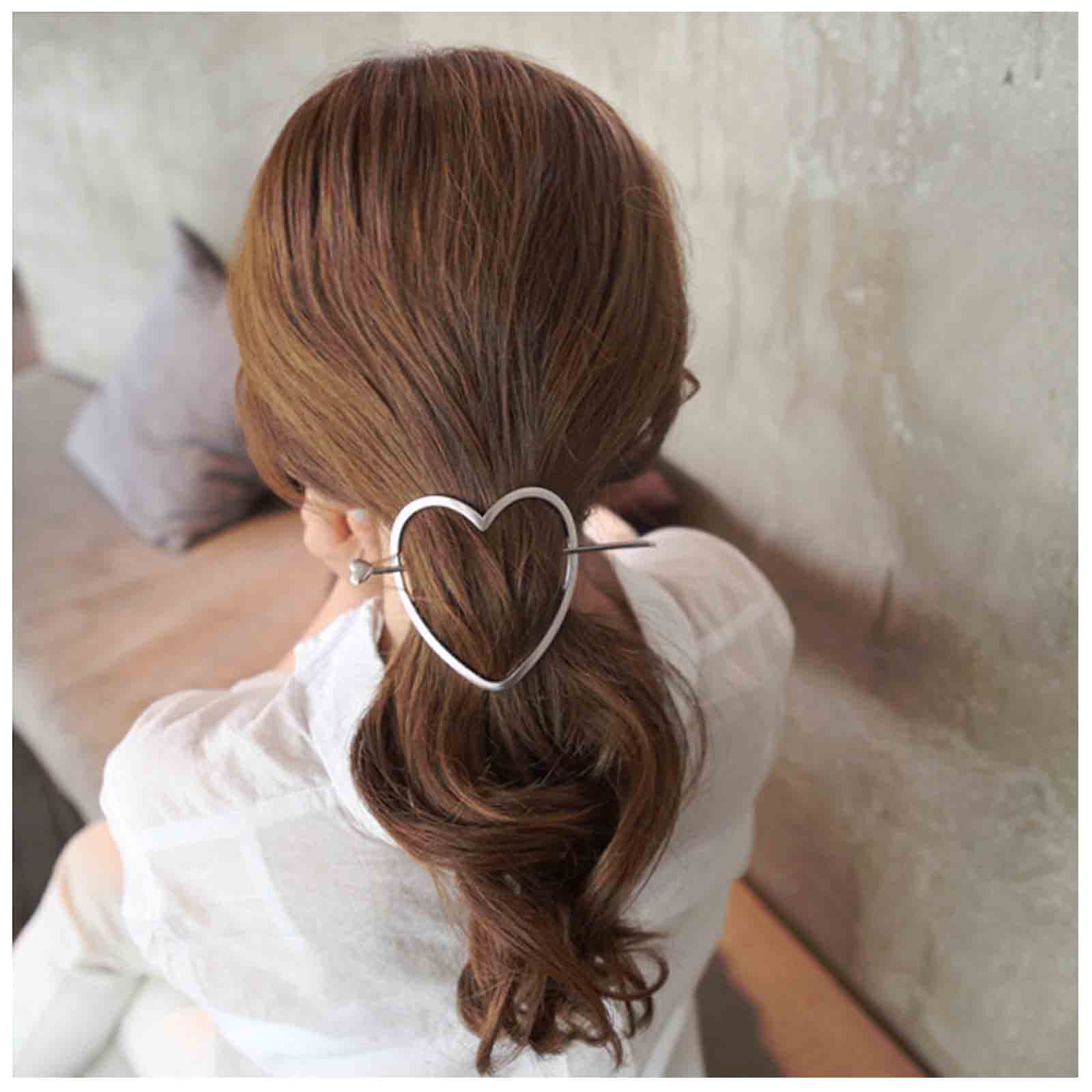 Yheakne Silver Hollow Heart Hair Clip - Large Minimalist Metal Hair Barrette Pin for Women & Girls | Perfect for Weddings, Parties & Everyday Styling