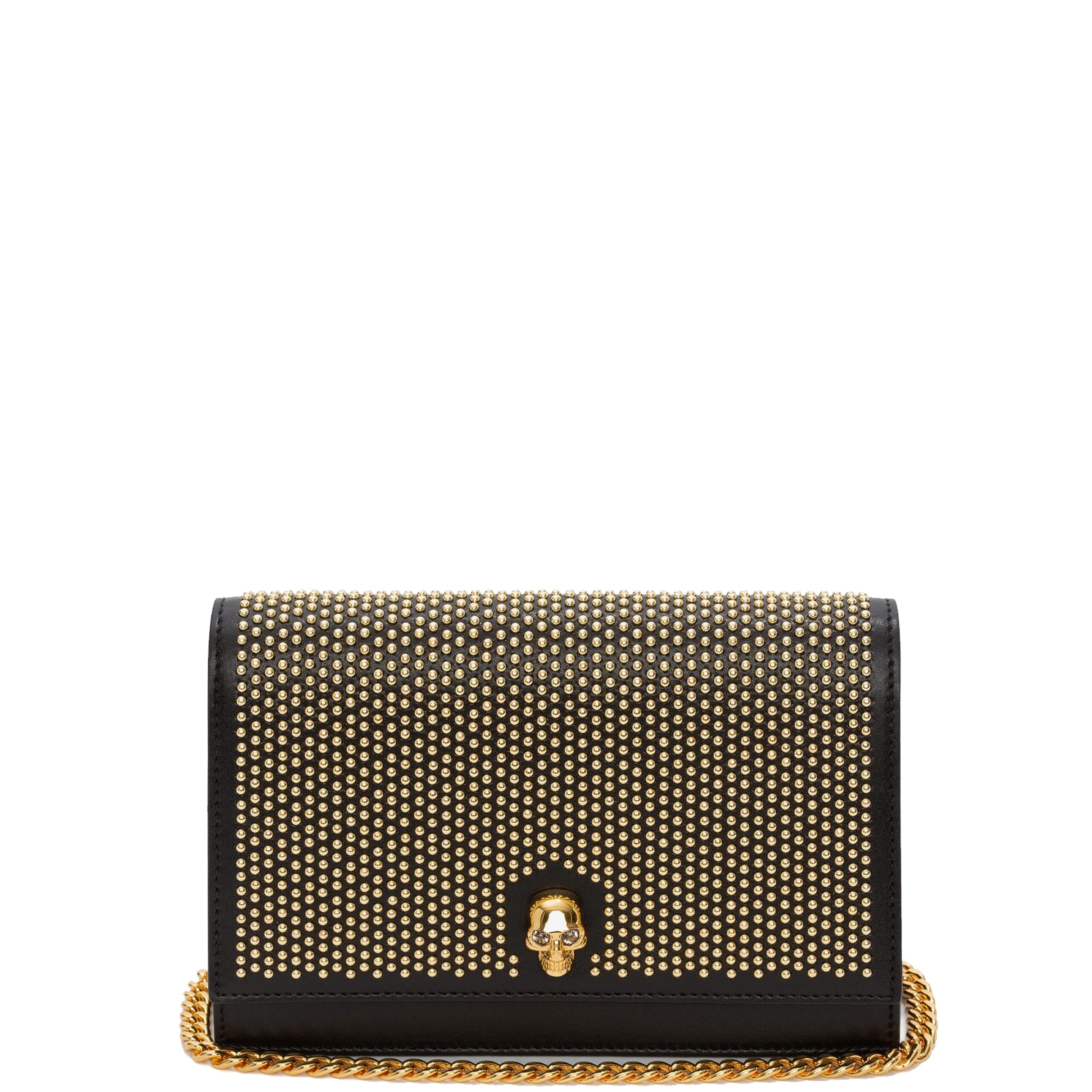 Gothic Skull Mini Crossbody Bag with Studded Details in Black & Gold - Perfect for Halloween, Parties, and Punk Fashion Accessories