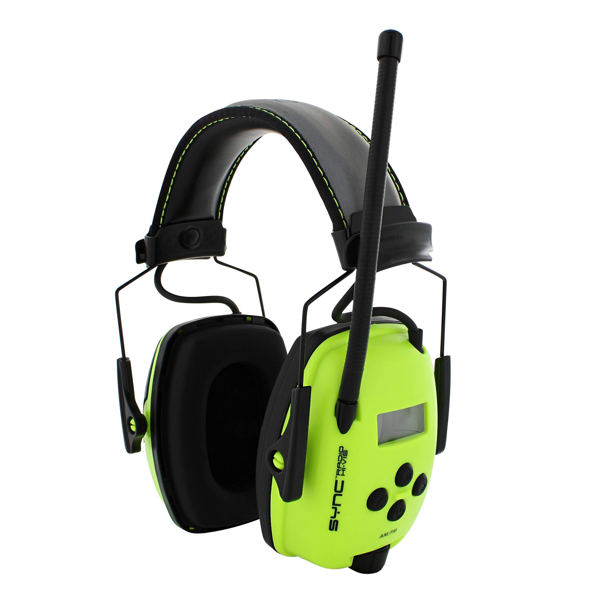 Howard Leight by Honeywell Sync Hi-Visibility Digital AM/FM Radio Earmuff (1030390) - Bright Yellow/Green, Noise Cancelling Hearing Protection for Construction, Hunting & Outdoor Work - Unisex Safety Earmuffs with Built-in Radio