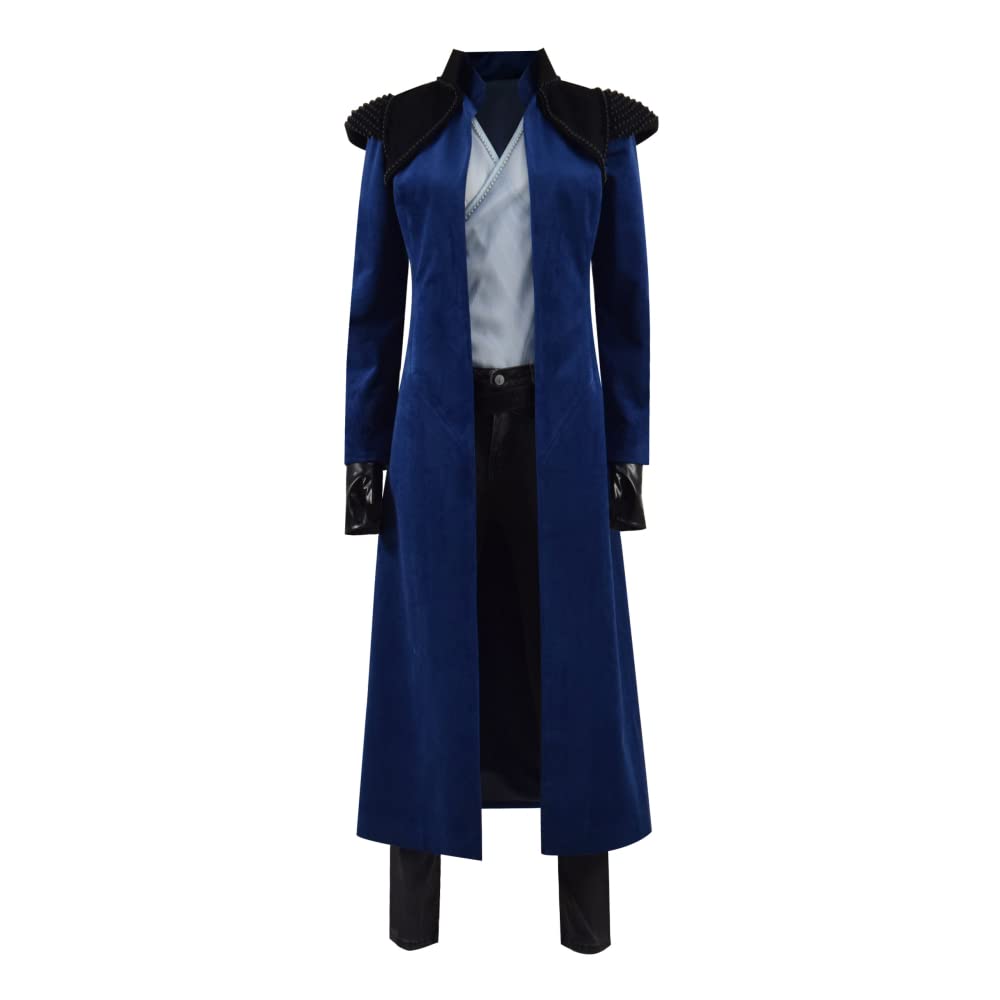 Moiraine Damodred Cosplay Costume for Women - Halloween Outfit with Long Coat & Jeans Suit | Perfect for Cosplay Events, Halloween Parties, and Fantasy Conventions