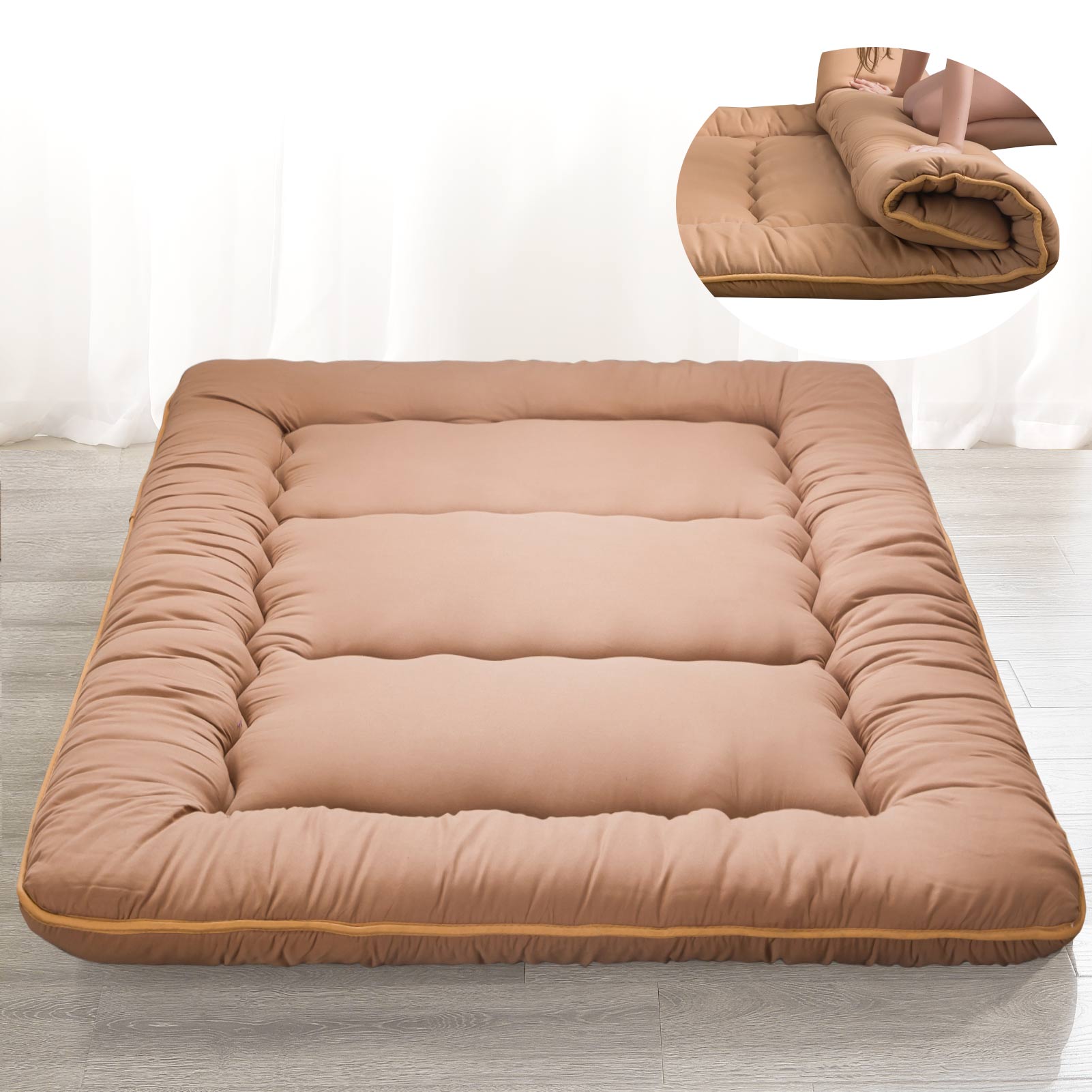 MAXYOYO Japanese Floor Futon Mattress - Portable Foldable Tatami Mattress for Guest Bed, Camping & Small Space Living | Comfortable Floor Sleeping Solution