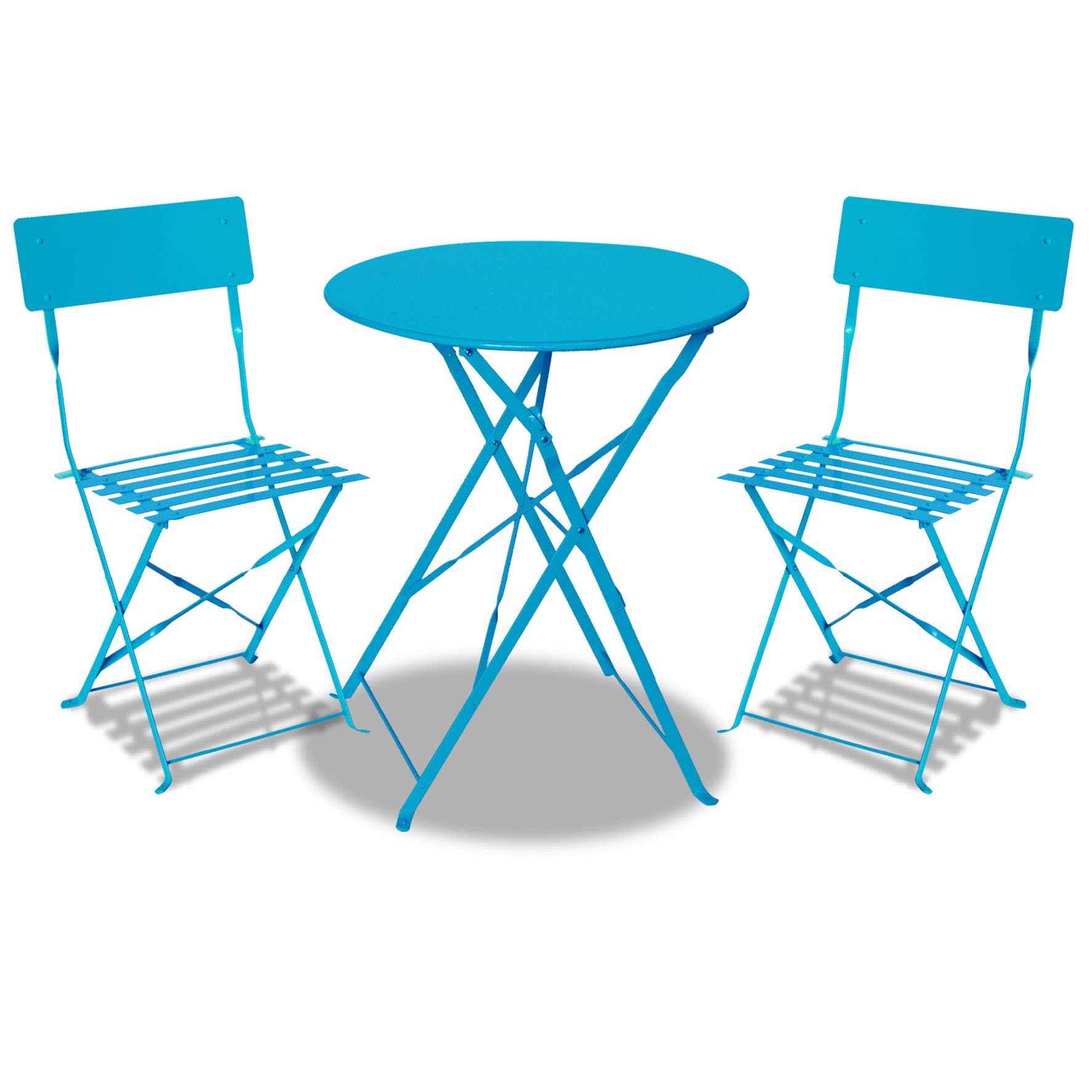 **Strong Camel 3-Piece Bistro Dining Set - Foldable Outdoor Patio Table and Chairs, Weather-Resistant & Space-Saving (Blue) - Perfect for Small Balconies, Gardens, and Poolside Relaxation**