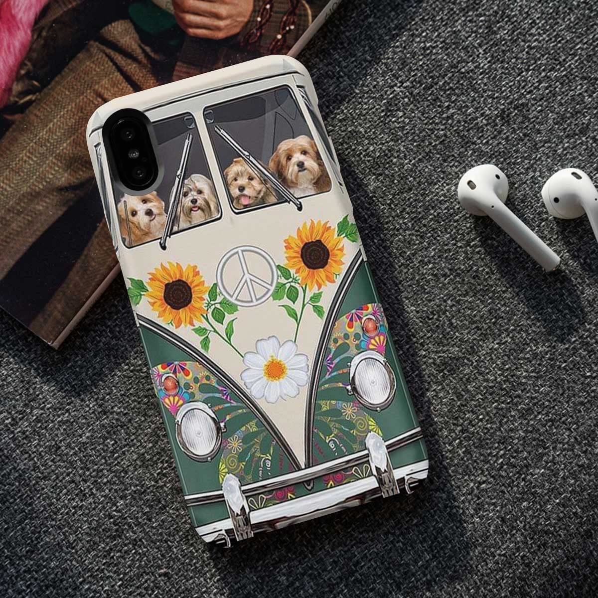 Coton De Tulear Hippie Bus Love Dog Phone Case - Durable Protective Cover for iPhone & Samsung, Perfect for Dog Lovers & Outdoor Adventures