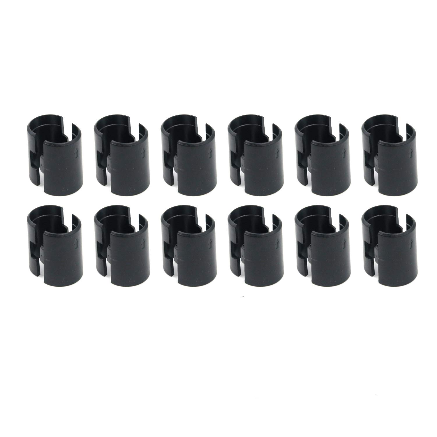 Geesatis 12-Piece & 24-Pack Wire Shelf Clips - Black Split Sleeves for 0.87Inch/22mm Metal Shelving - Secure Storage for Pantry, Garage, and Closet Organization