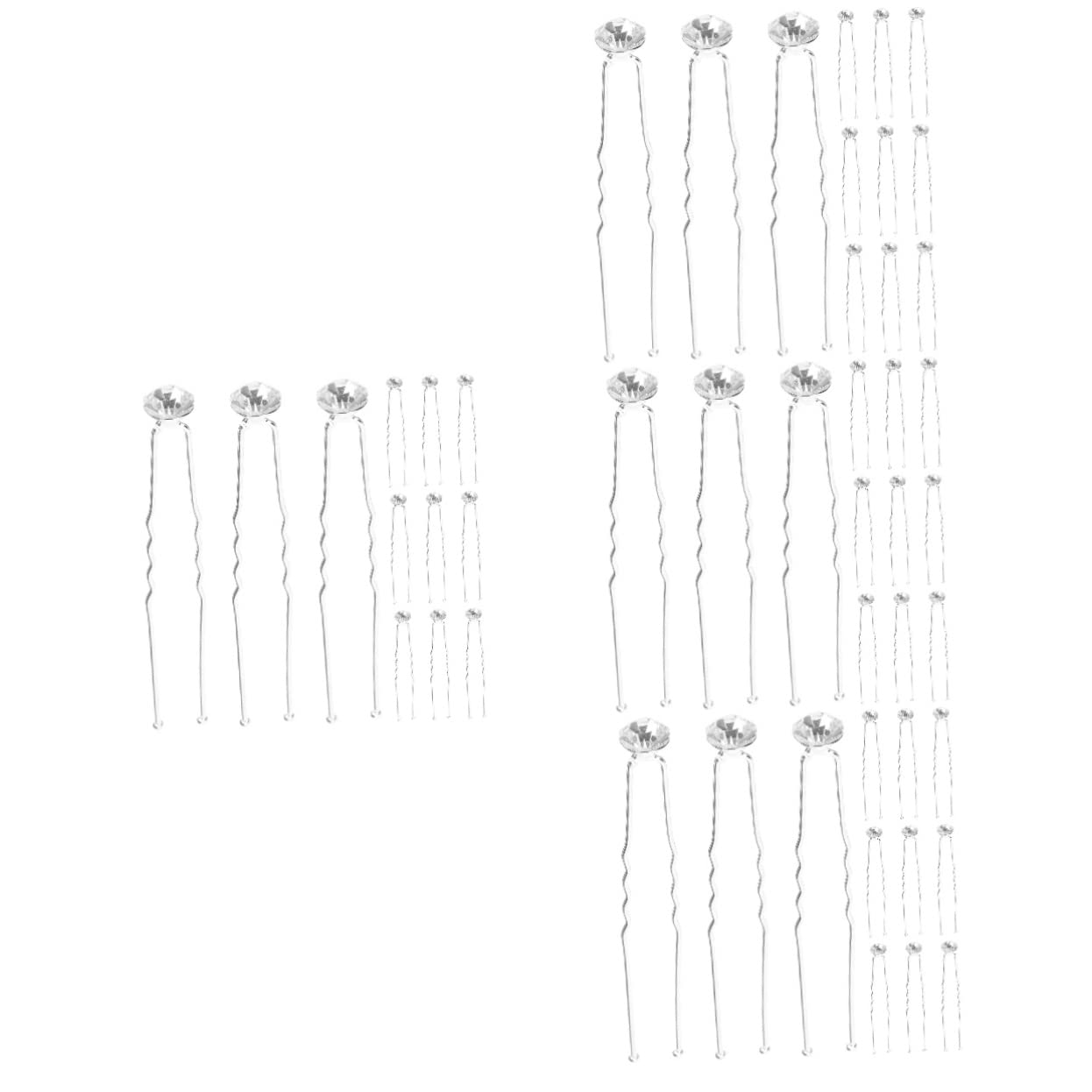 Beaupretty 48 Pcs U-Shaped Crystal Hair Clips for Women - Double Prong Metal Hairpins, Wedding Bridal Hair Accessories, Hair Styling Tools for Updos, Braids & Special Occasions