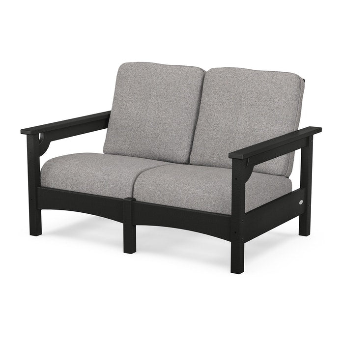 POLYWOOD Outdoor Club Loveseat - Durable All-Weather Wicker Patio Furniture Set for Backyard, Poolside & Garden - Comfortable 2-Seater with Cushions (Available in Multiple Colors)