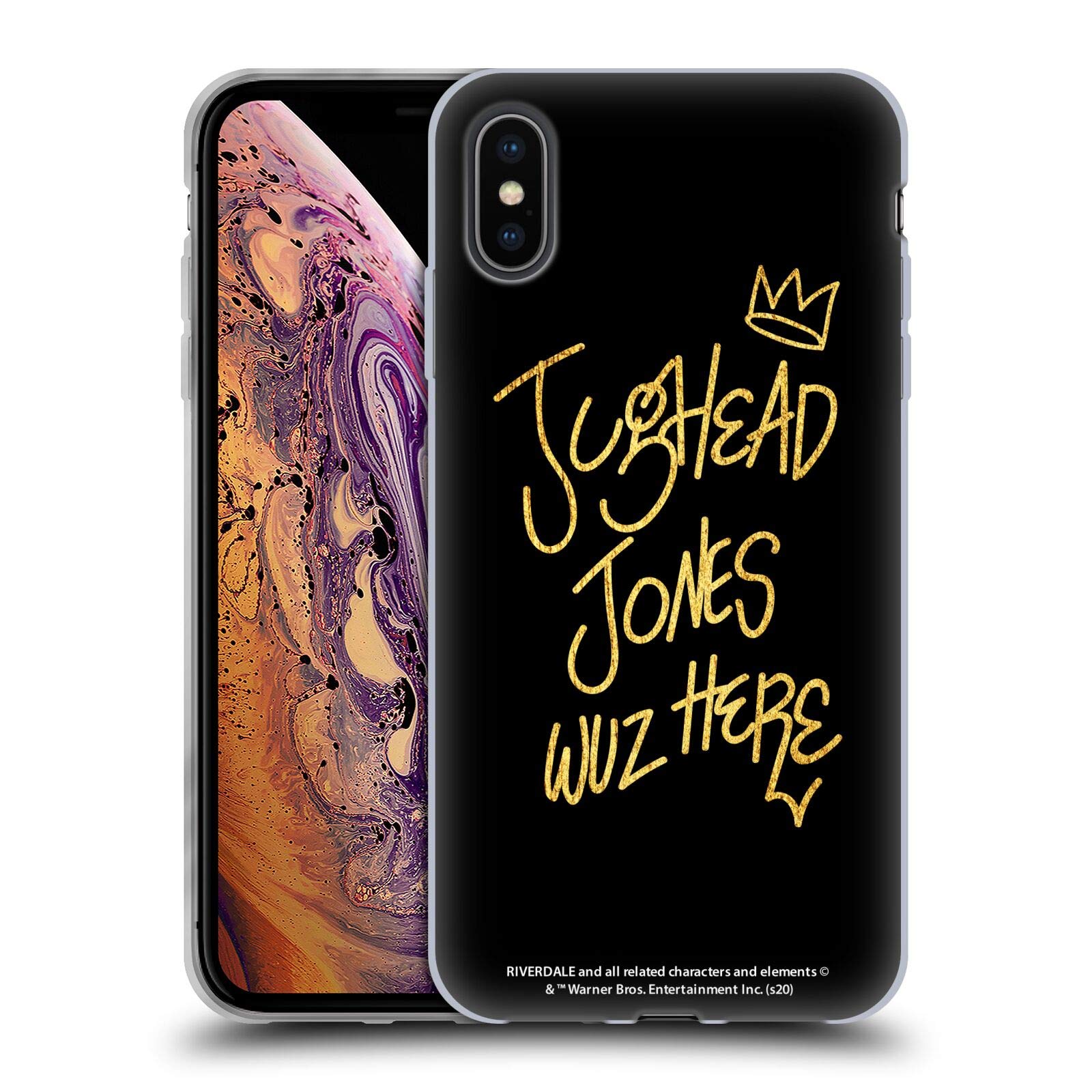 Head Case Designs Riverdale Jughead Jones iPhone Xs Max Case - Officially Licensed Soft Gel Cover with Black Gold Design - Perfect for Fans and Daily Protection