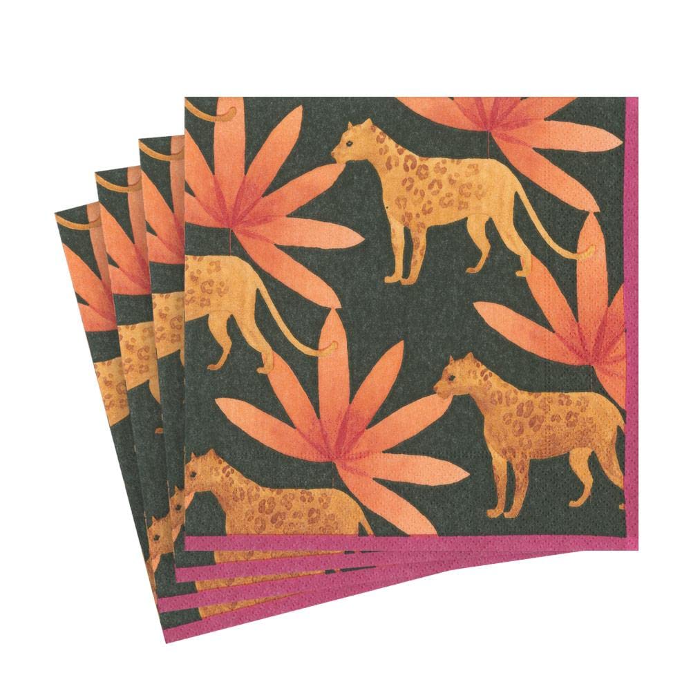 Premium Fuchsia Panthera Print Paper Luncheon Napkins - 40 Count - Elegant Dinner Party, Bridal Shower & Holiday Table Decor