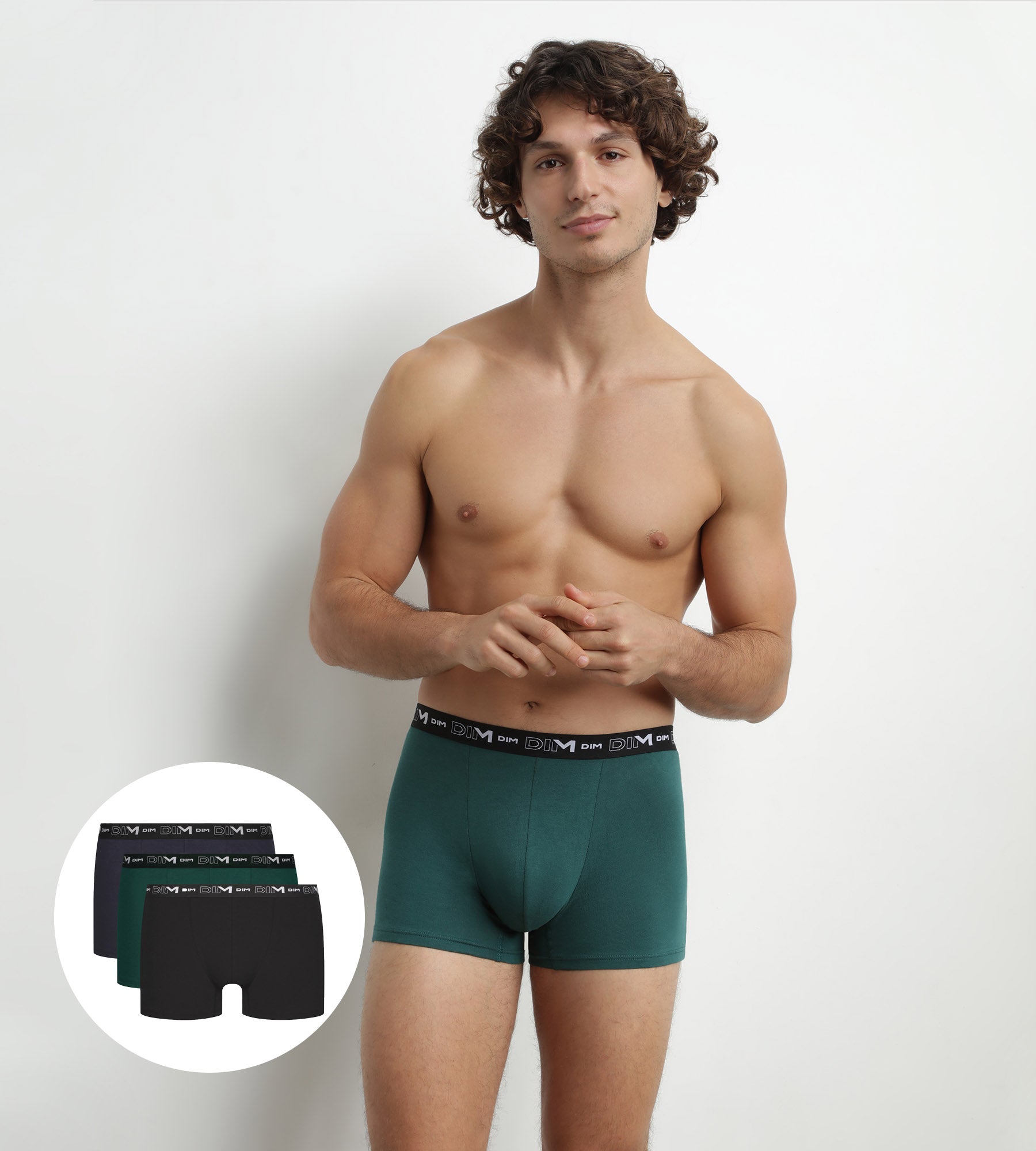 3 Pack Men's Cotton Boxer Briefs - Blue Green Stretch Underwear for Comfort & Support - Perfect for Daily Wear, Workout & Travel