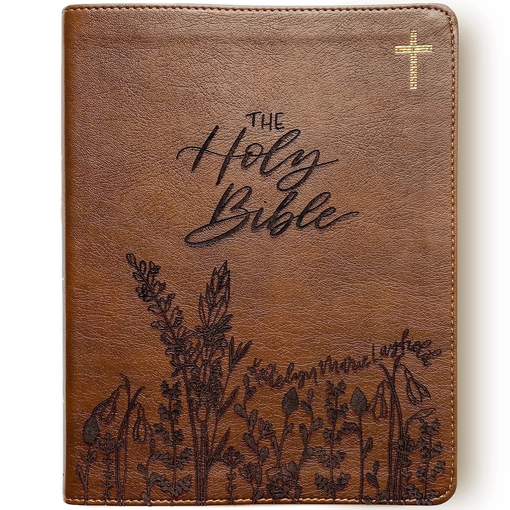 Hand Lettered & Laser Engraved NIV Journaling Bible - Personalized Christian Gift with Custom Name Engraving | Perfect for Bible Study, Wedding Gifts & Spiritual Growth