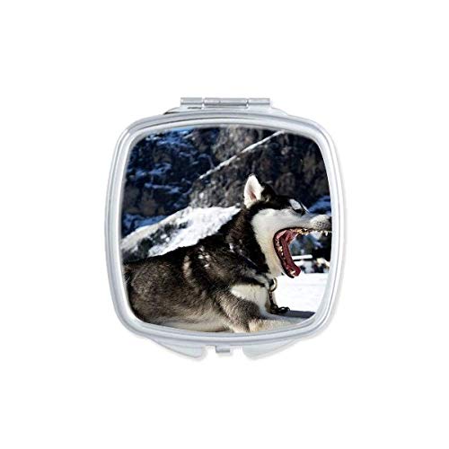 DIYthinker Big Mouth Dog Snow Husky Design Portable Compact Pocket Mirror - Double Sided Glass Makeup Mirror for Travel, Home, and Office Use