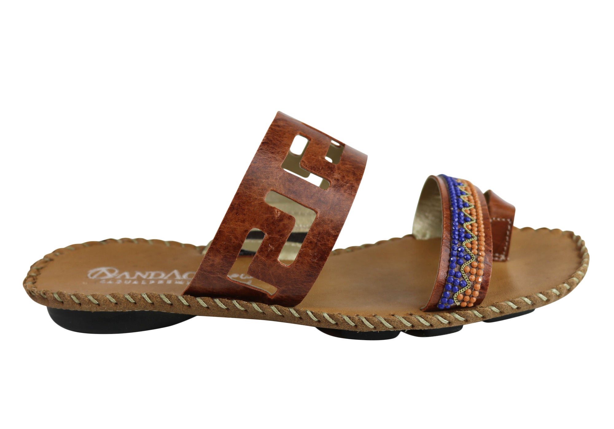 Andacco Energie Women's Comfortable Leather Flat Sandals - Handmade in Brazil - Perfect for Summer, Beach, Travel & Casual Outings