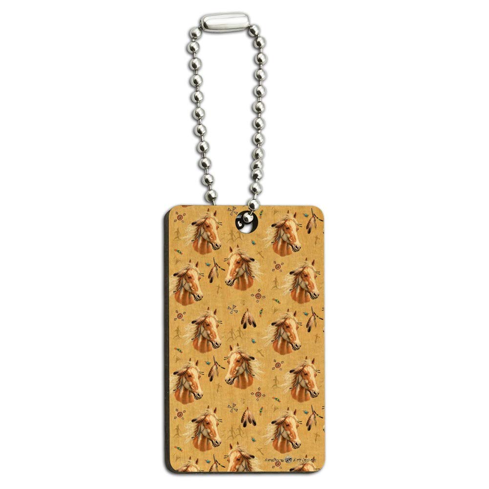 Palomino Horse Selfie Pattern Wooden Rectangle Keychain - Unique Personalized Key Ring for Gifts, Travel & Everyday Use