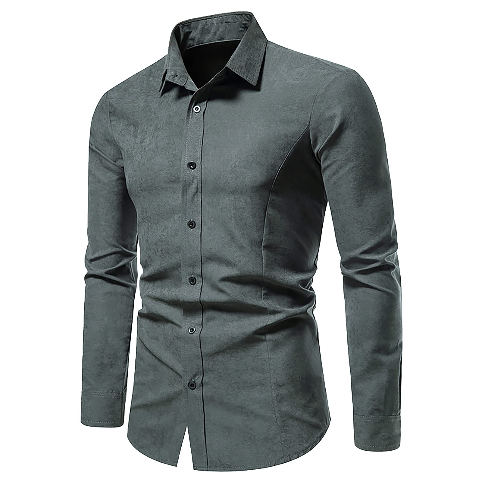 Men's Slim-Fit Long Sleeve Dress Shirt - Solid Color Button Down Formal & Casual Shirt for Office, Wedding & Business Events
