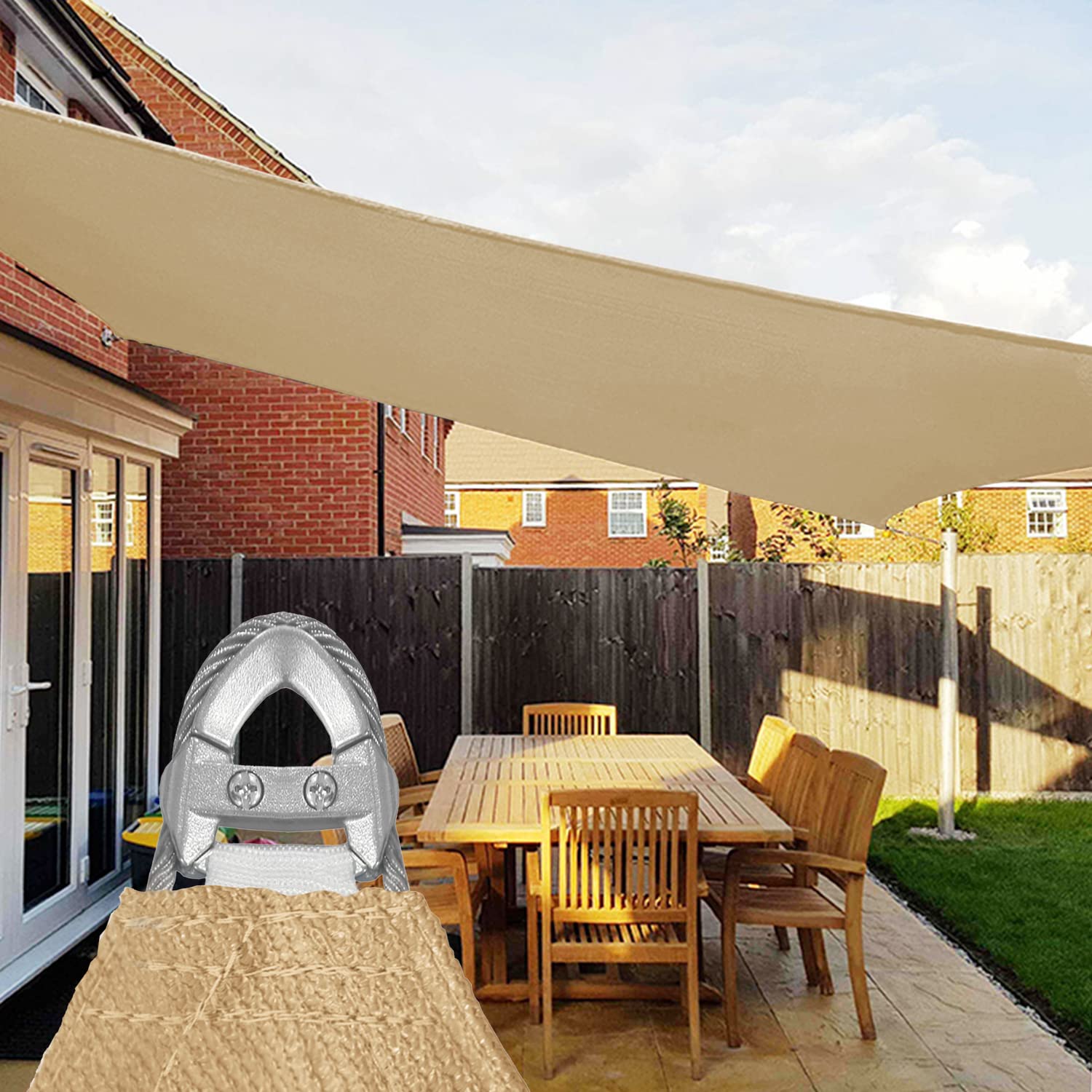 Coarbor 20' x 24' Rectangle Sun Shade Sail - Heavy Duty UV Blocking Canopy with Reinforced Wire Rope Hem & Double Stitched Seams - Perfect for Patio, Deck, Backyard, Garden, Pool Area & Outdoor Shade Protection