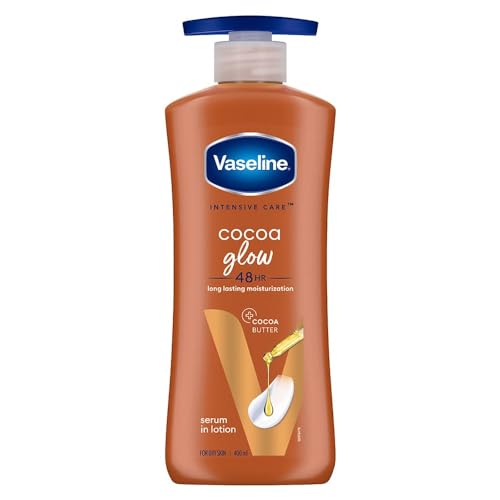 Vaseline Intensive Care Cocoa Glow Body Lotion - 400ml with 100% Cocoa & Shea Butter for 48HR Moisturizing, Skin Repair & Radiance Restoration | Perfect for Dry Skin Care & Daily Hydration Routine