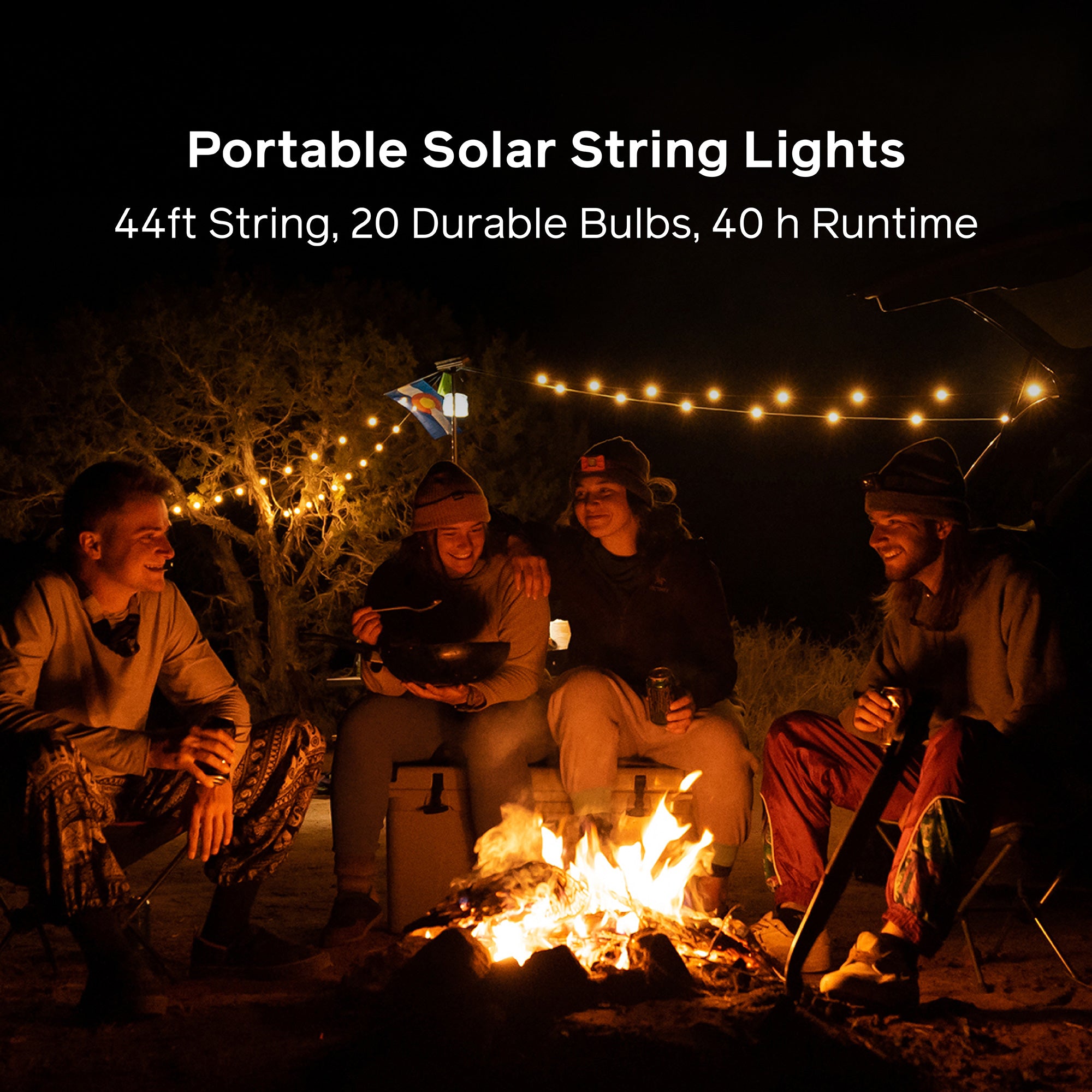 44' Solar String Lights - Waterproof Outdoor Fairy Lights for Garden, Patio, Wedding & Party Decor - White LED Solar Powered Lights with 8 Modes (Warm White)