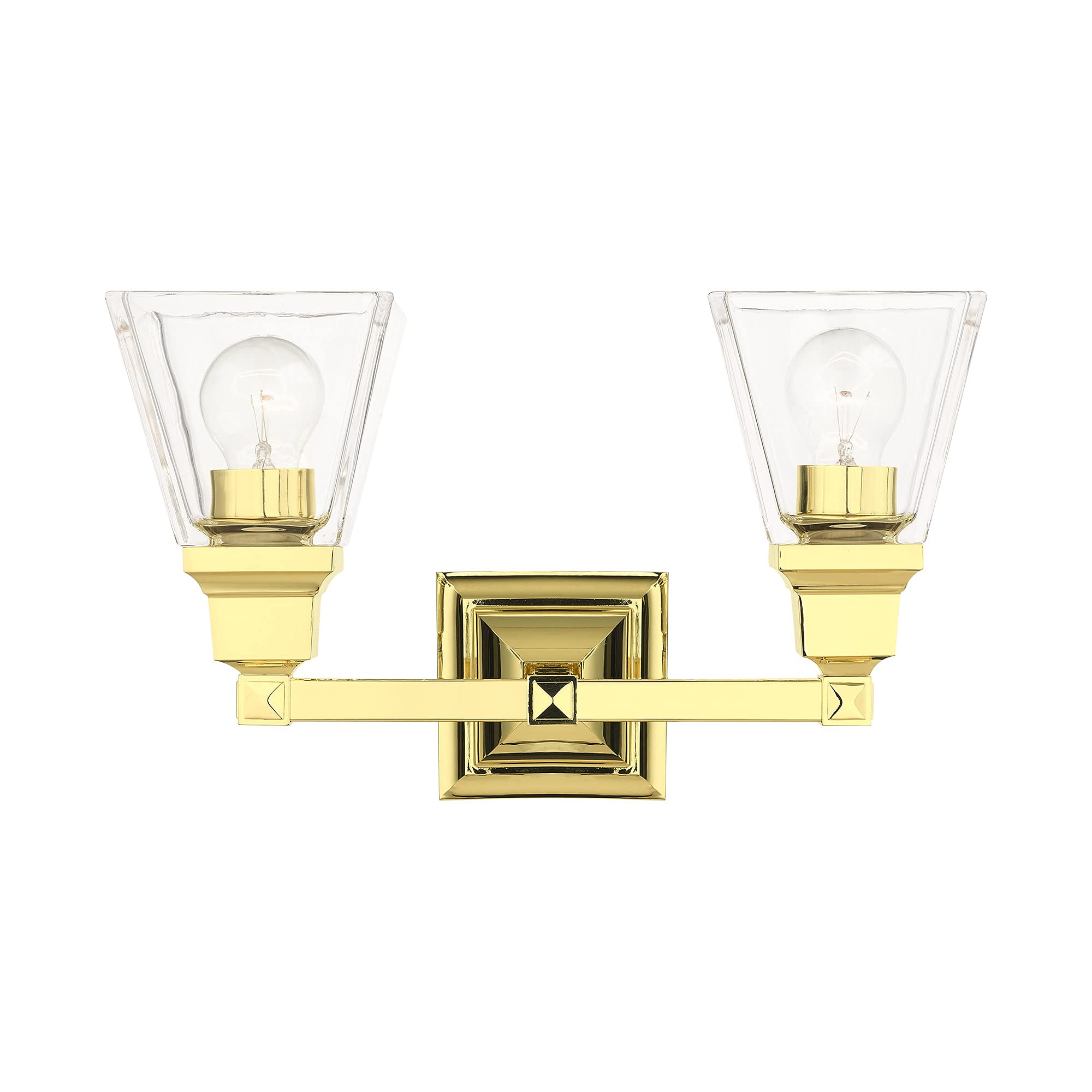 Livex Lighting 17172-02 2-Light Polished Brass Bathroom Vanity Light Fixture - Perfect for Modern Bathroom, Powder Room & Dressing Area Lighting