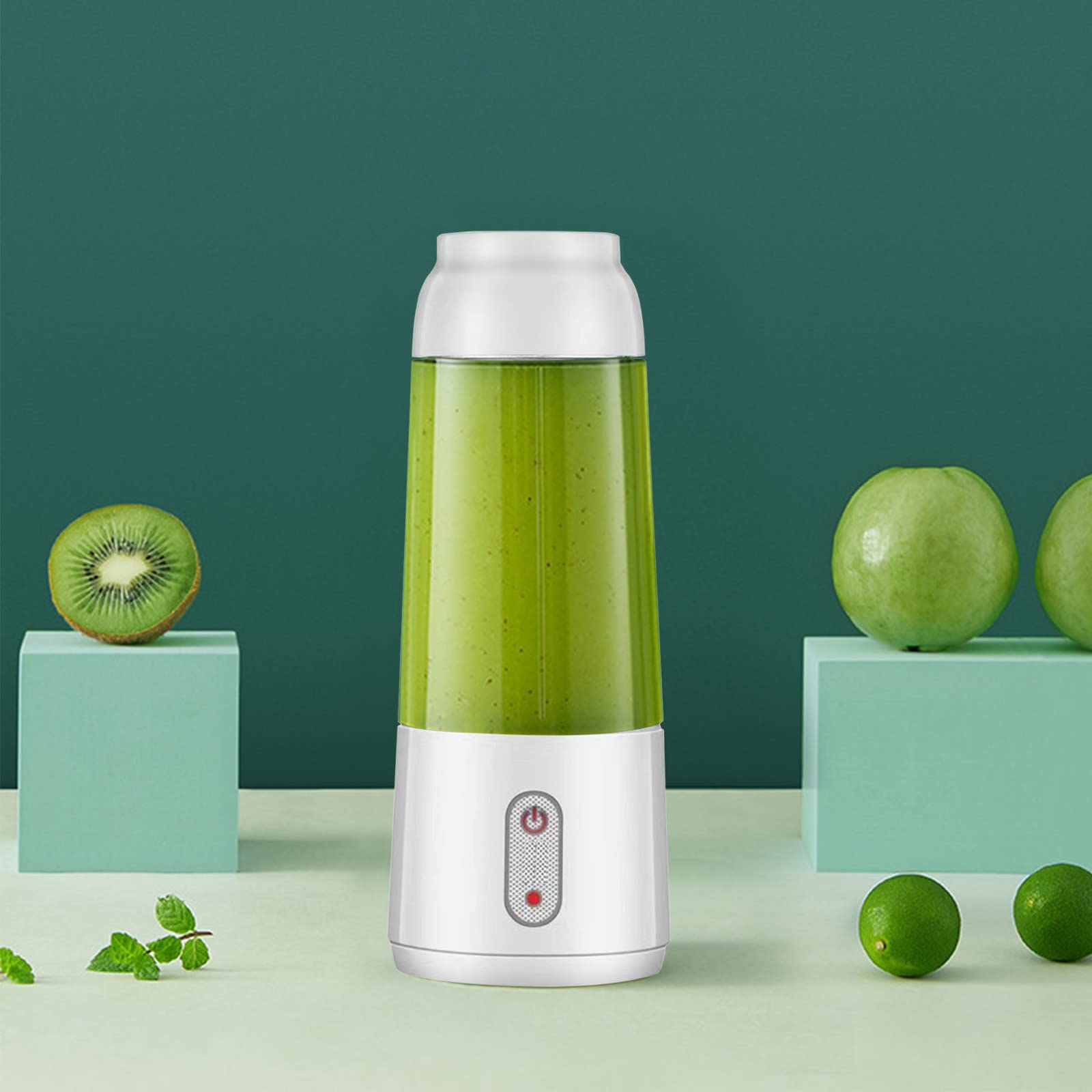 USB Rechargeable Portable Juicer - Personal Size Blender for Smoothies & Shakes with 4-Blade Powerful Cutting, Mini Juicer Cup for Gym, Travel, Camping & Outdoor Activities - Green
