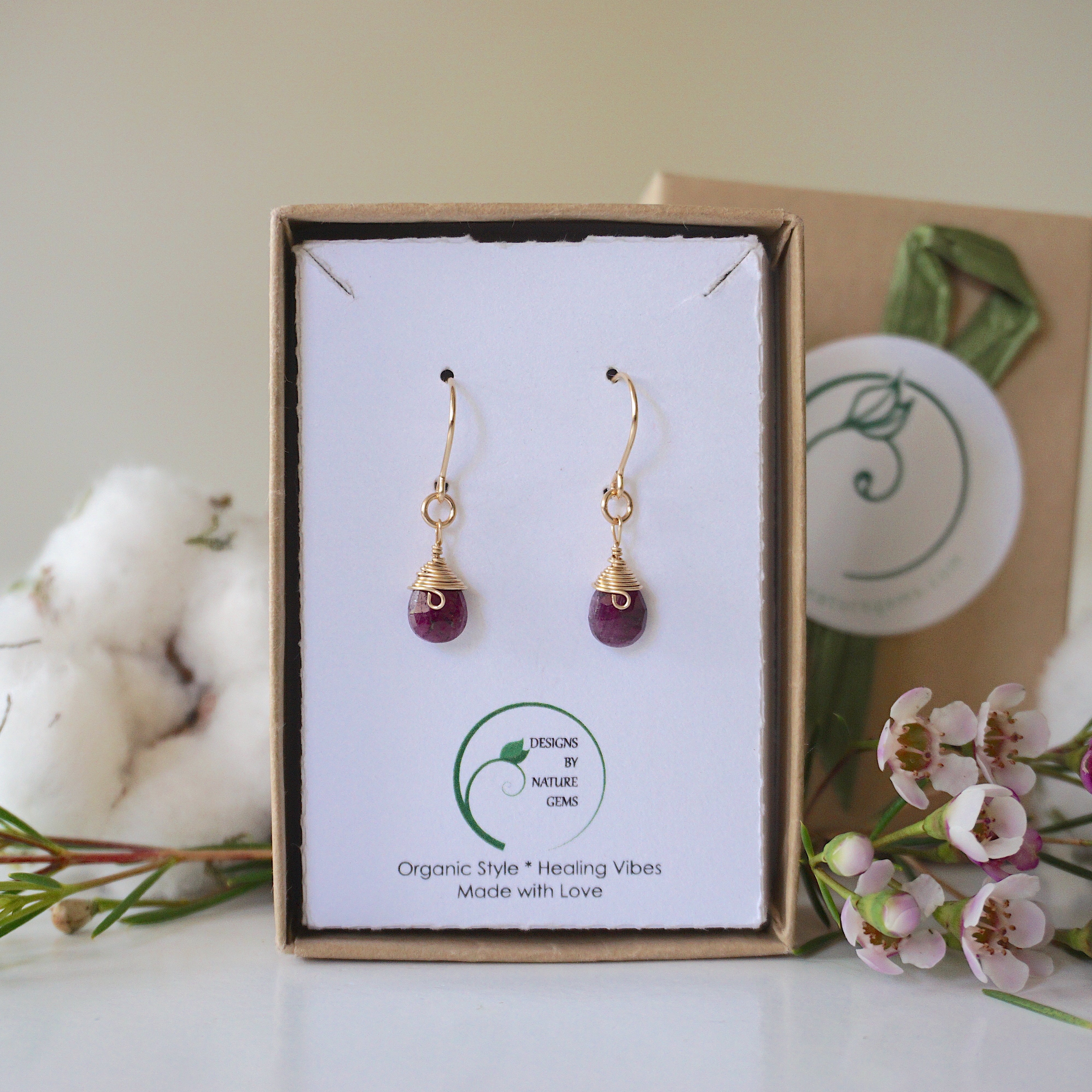 14K Gold Filled Ruby Teardrop Earrings for Women - Elegant Dangle Earrings for Party, Wedding & Special Occasions