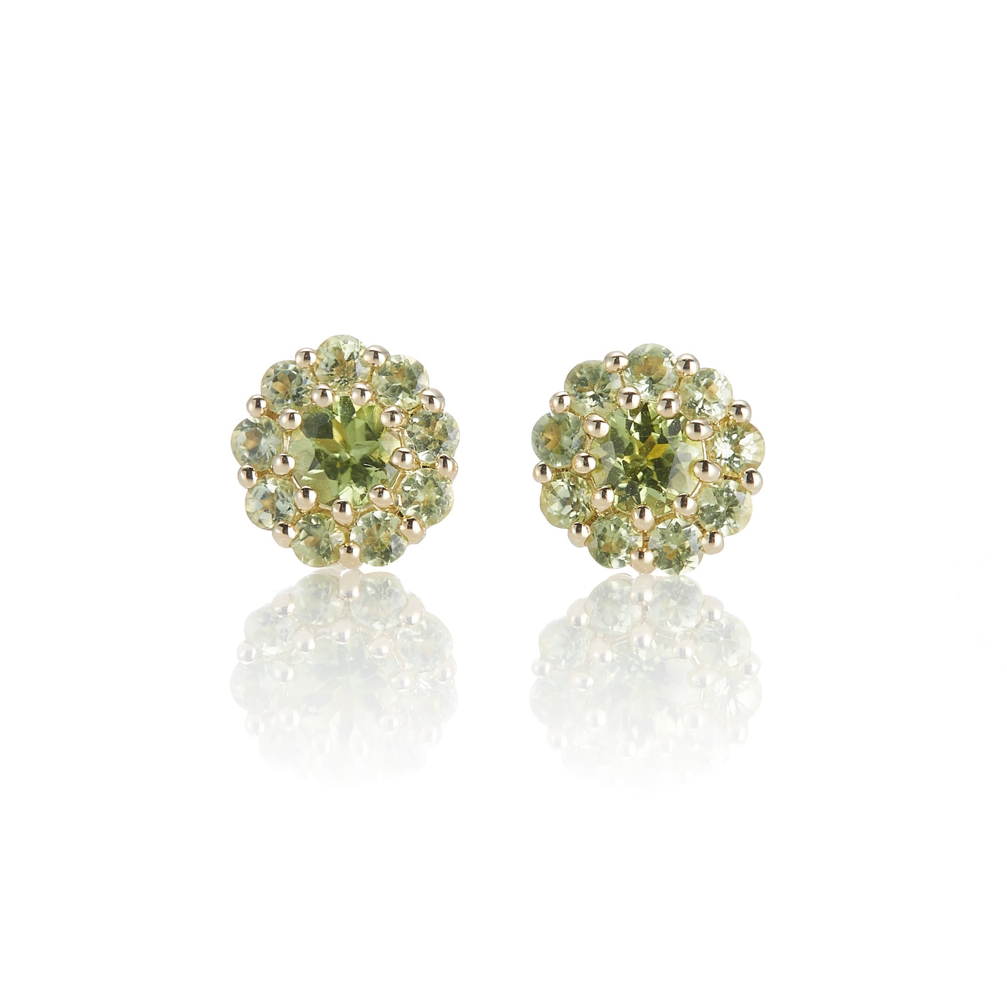 Peridot Floret Earrings for Women - Dainty Floral Stud Earrings for Everyday Wear, Gift for Her, Wedding, Party & Special Occasions