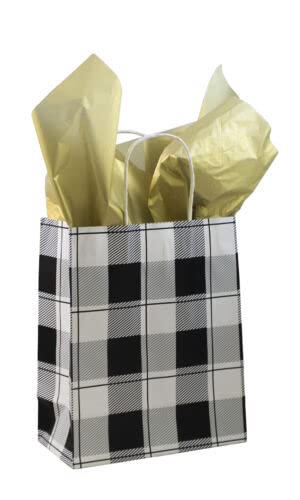 25-Pack Medium Buffalo Check Paper Shopping Bags - Eco-Friendly Retail Gift Bags for Boutique, Party Favors & Holiday Shopping