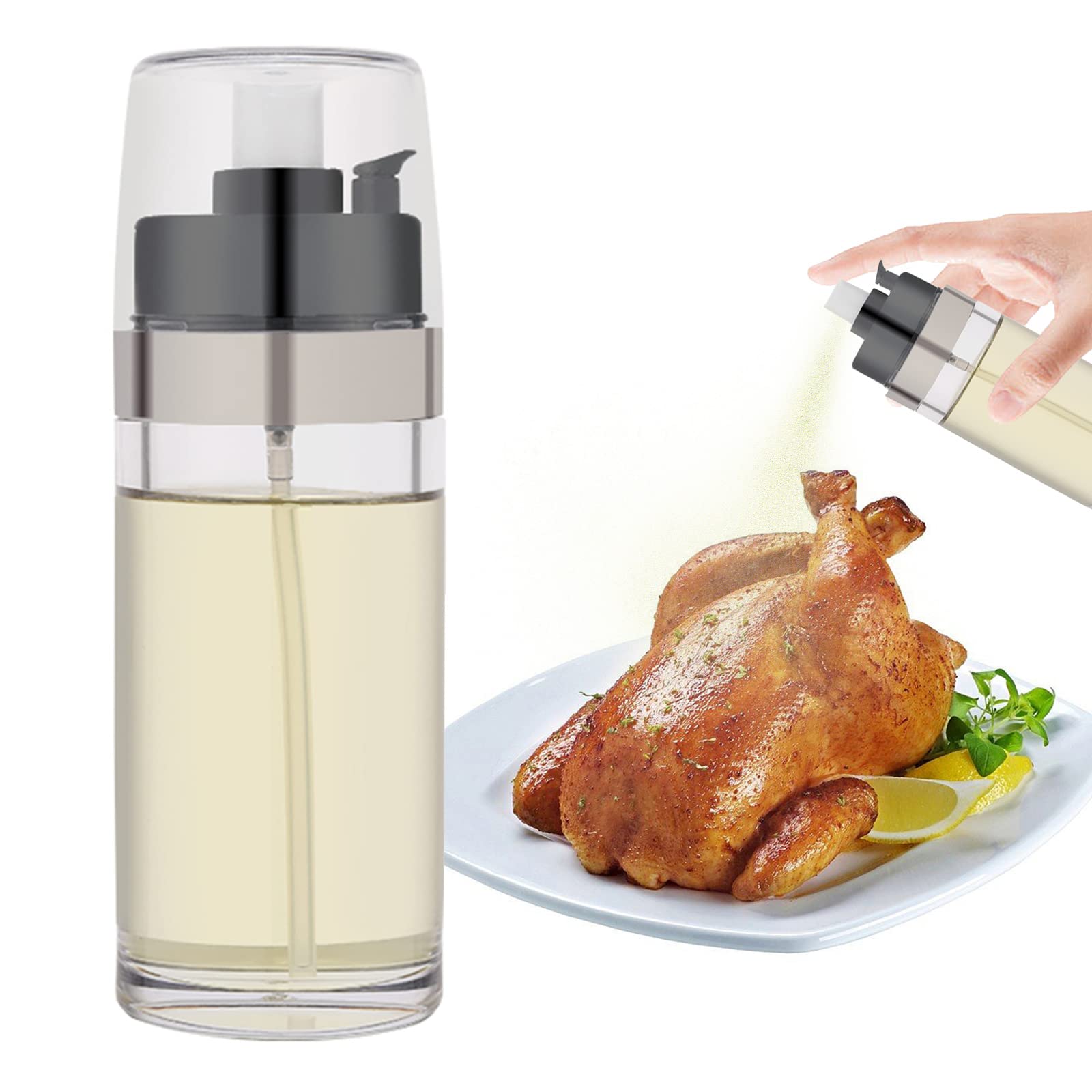 HYLOOD 2-Pack 150ml Olive Oil Spray Bottle for Cooking - BPA-Free Plastic Oil Mister Dispenser with Airtight Cap for Healthy Cooking, Perfect for BBQ Grilling, Salad Dressing, Baking, Roasting & Frying | Kitchen & Outdoor Use