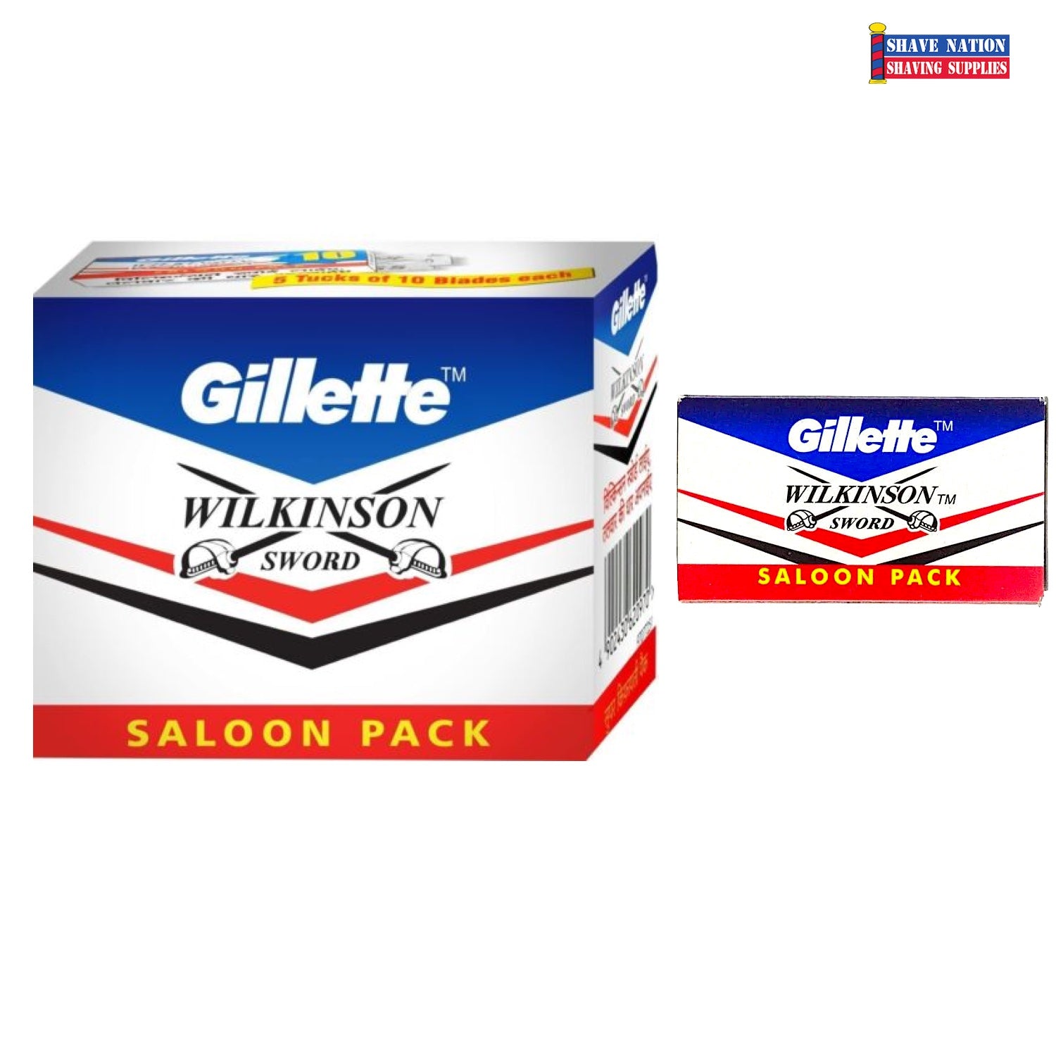 Gillette Wilkinson Sword Double Edge Razor Blades 50ct - Salon Pack for Men's Shaving & Grooming - Perfect for Home, Barber Shop & Travel Use