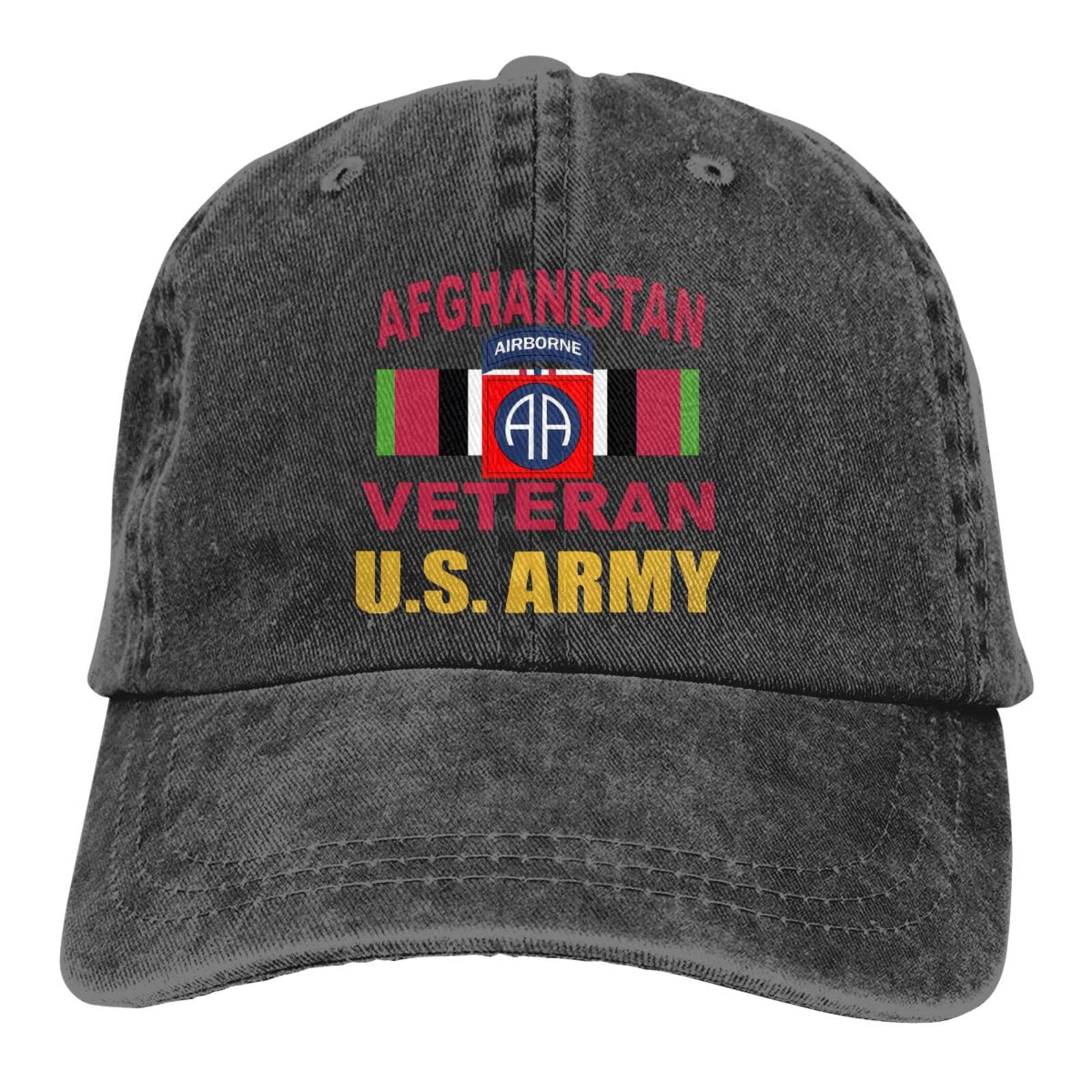82nd Airborne Veteran Baseball Cap with Campaign Ribbon - Unisex Denim Sandwich Style Hat for Military Enthusiasts & Outdoor Activities