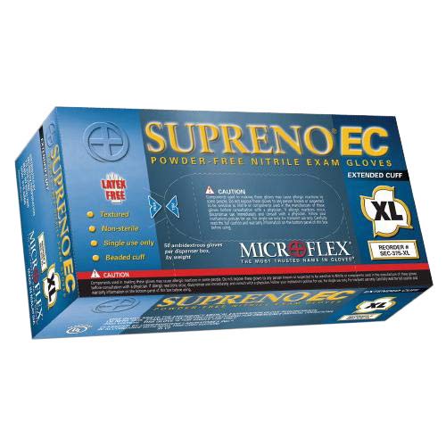 Microflex SEC375 Supreno EC Disposable Nitrile Gloves - Latex-Free & Powder-Free - X-Large (Case of 500) - Ideal for Cleaning, Mechanics, Automotive, Industrial & Medical Use - Violet Nitrile Safety Gloves for Professionals & Healthcare Workers