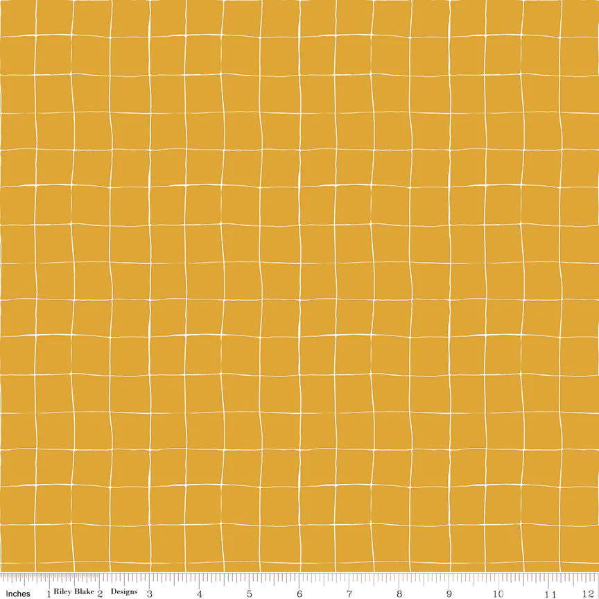 Forgotten Memories Riley Blake Designs C12757 Grid Mustard Fabric - Perfect for Quilting, Home Decor, and DIY Craft Projects
