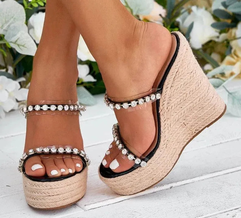 Women's Summer Peep Toe Wedge Sandals - Comfortable High Heel Open Toe Shoes for Beach, Party & Casual Wear