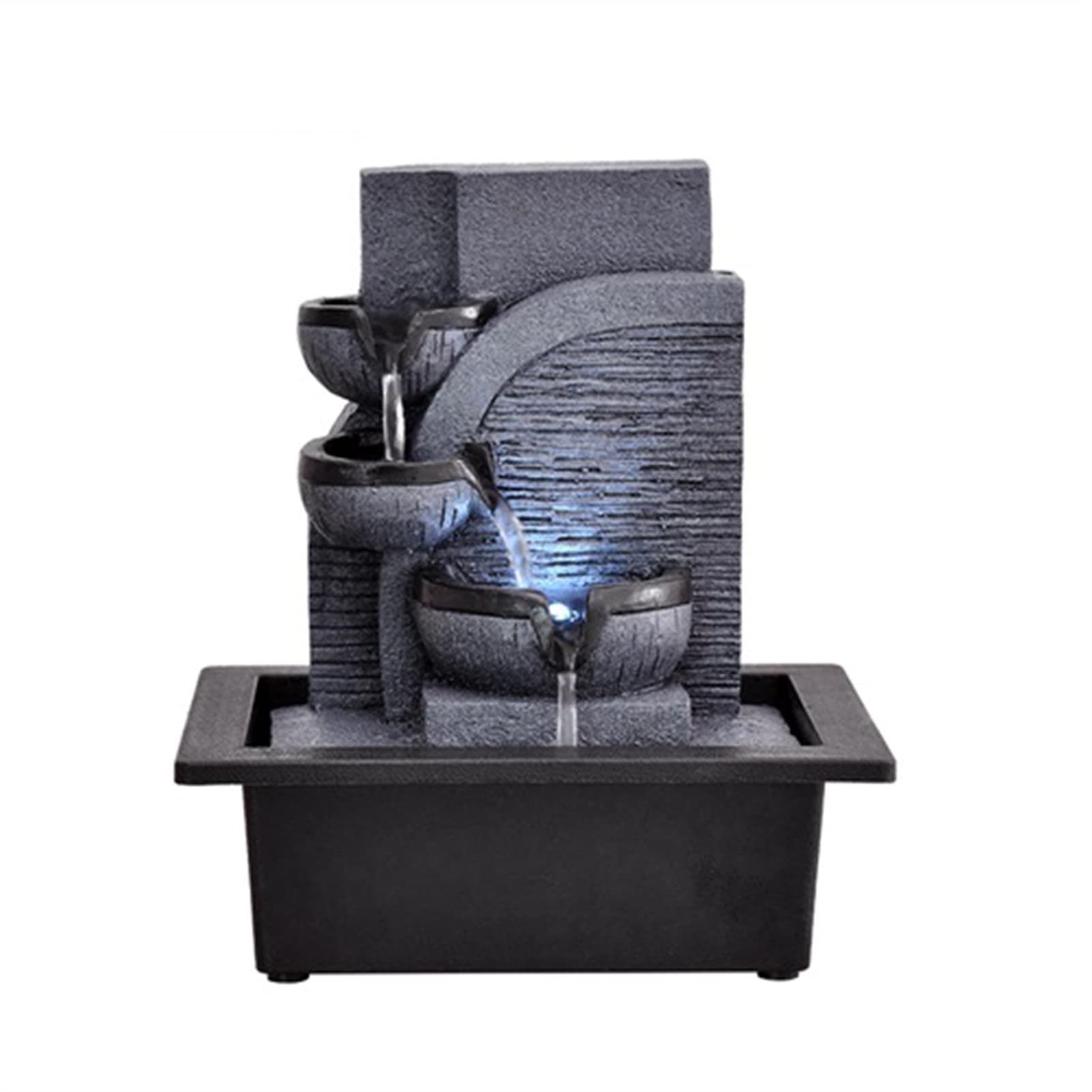 3-Tier Indoor Tabletop Fountain with LED Lights - Portable Zen Waterfall for Meditation, Home & Office Decor, Relaxing Soothing Water Sounds for Stress Relief & Better Sleep