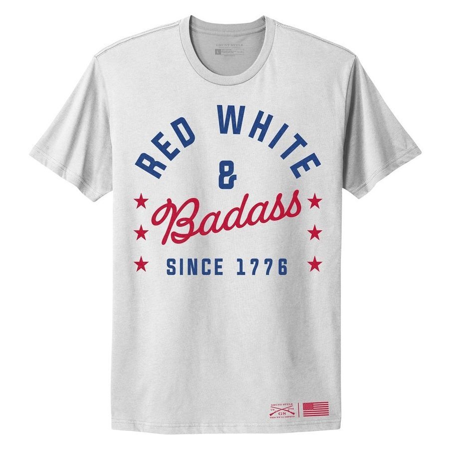 Women's Red White & Badass Boyfriend Fit T-Shirt - Comfortable Casual Tee for Everyday Wear, Gym, and Outings