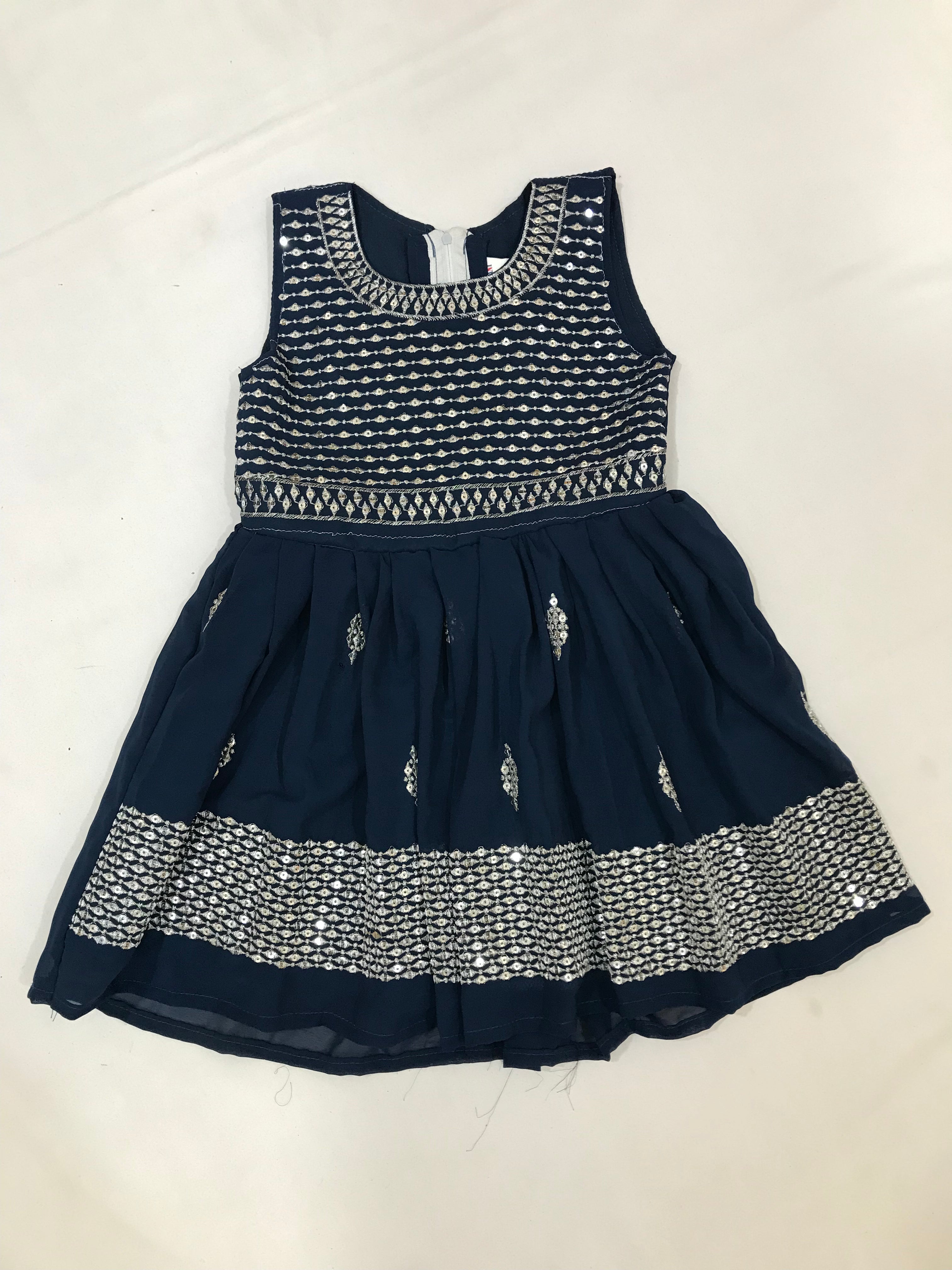 Beautiful Blue Georgette Sequins Embroidery Dress for Girls - Perfect for Birthday Parties, Weddings & Special Occasions