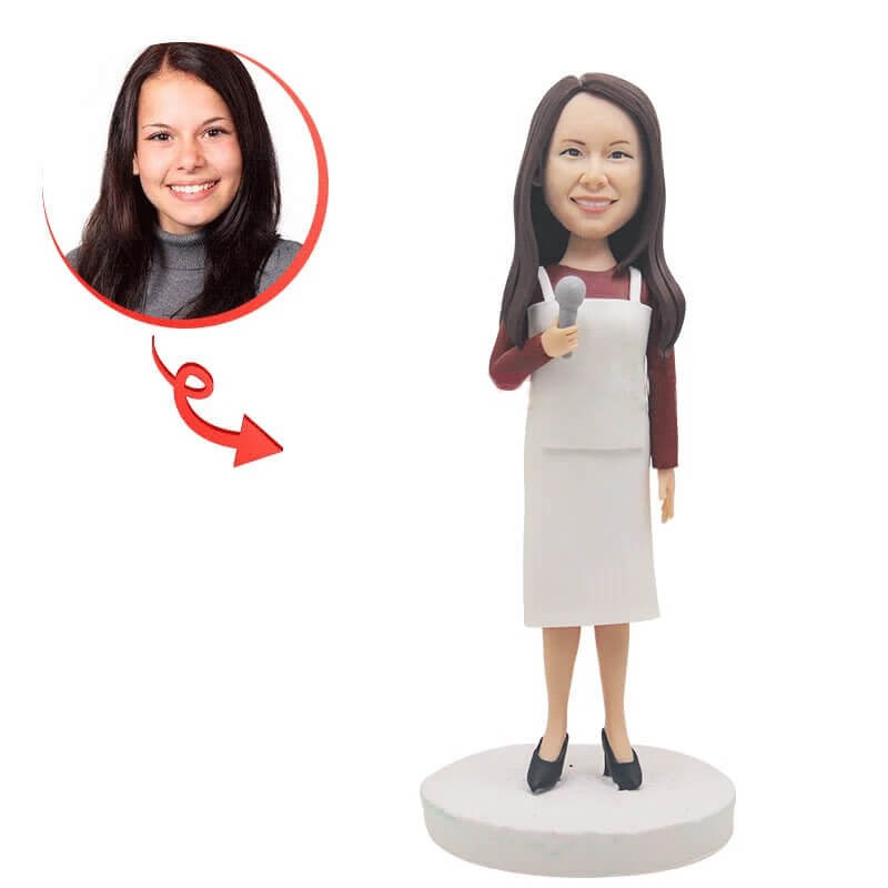 Custom Women with Tableware Bobblehead - Personalized Kitchen Decor, Unique Gift for Chefs & Home Cooks - Perfect for Housewarming, Bridal Showers & Kitchen Themed Parties