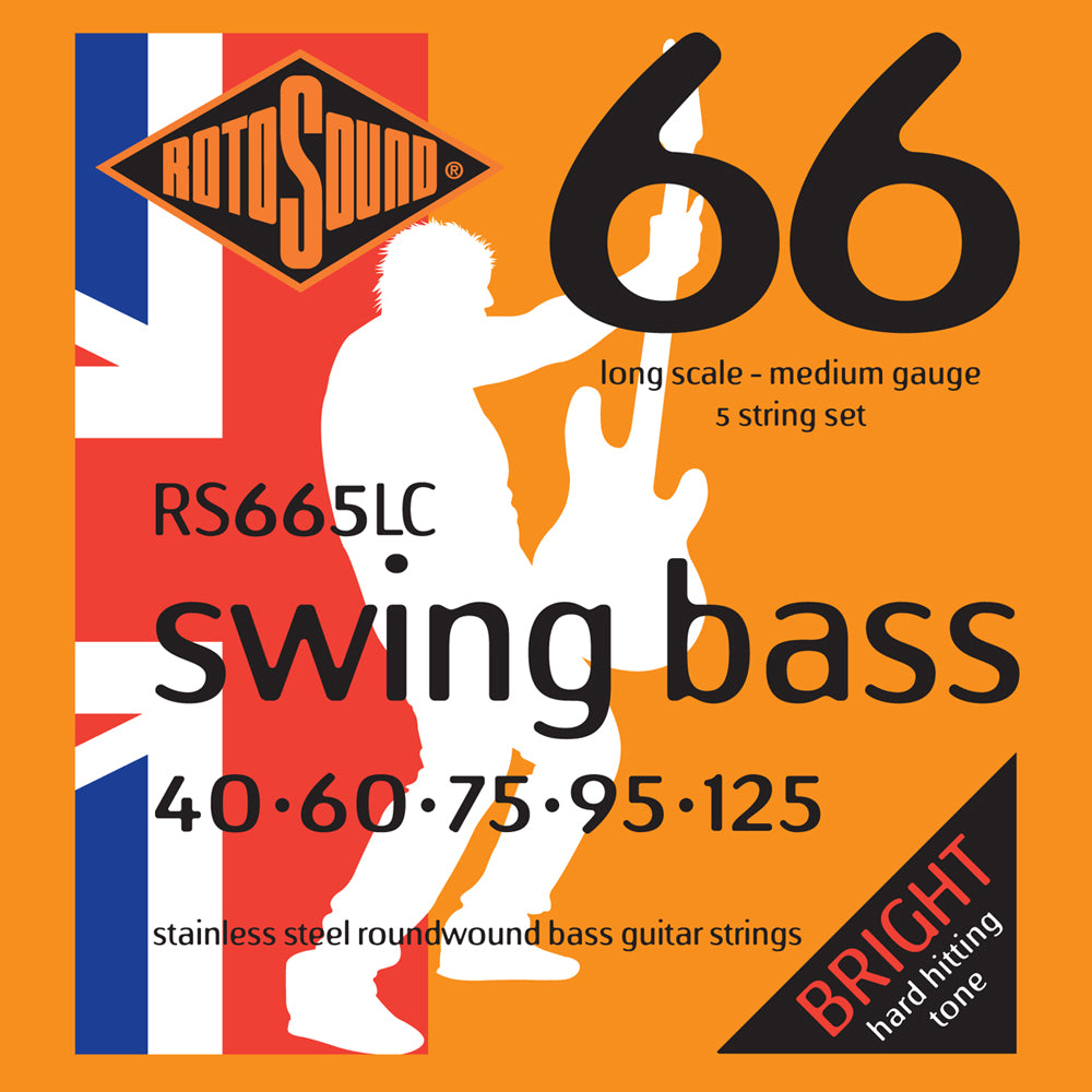 Rotosound RS665LC Standard Bass Guitar Strings - 45-105 Gauge, Nickel Wound for Rich Tone - Perfect for Rock, Jazz & Studio Recording