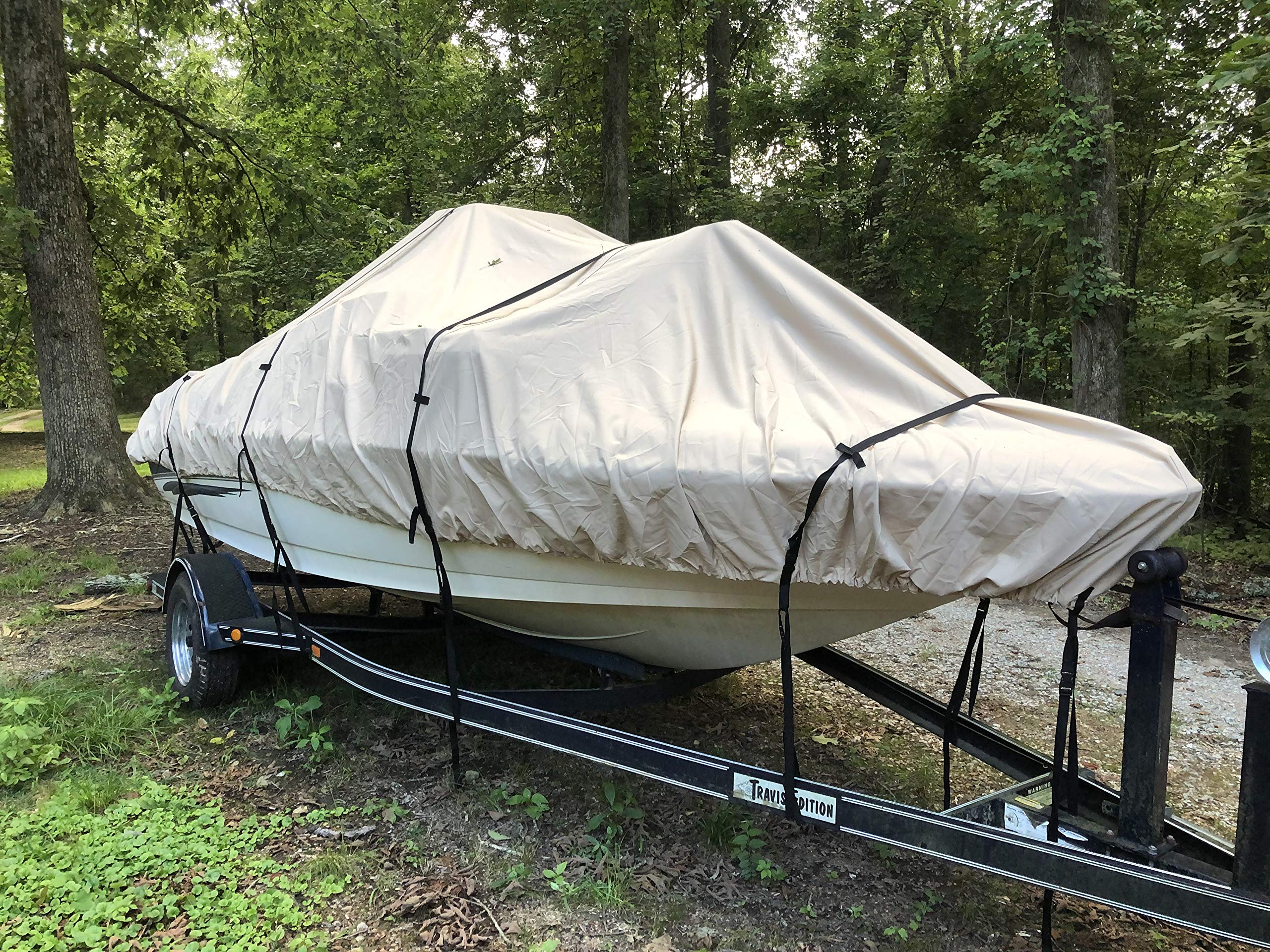 16 oz Heavy Duty Center Console Boat Cover - Fits 18, 18.5, 19, 19.5 Foot Boats - Waterproof & UV Resistant - Cypress Rowe Outfitters - Perfect for Marine Protection & Outdoor Storage