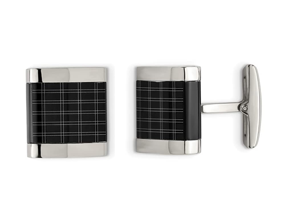 Gem & Harmony Men's Stainless Steel Square Grid Laser Design Cufflinks - Elegant & Polished for Weddings, Business & Formal Events