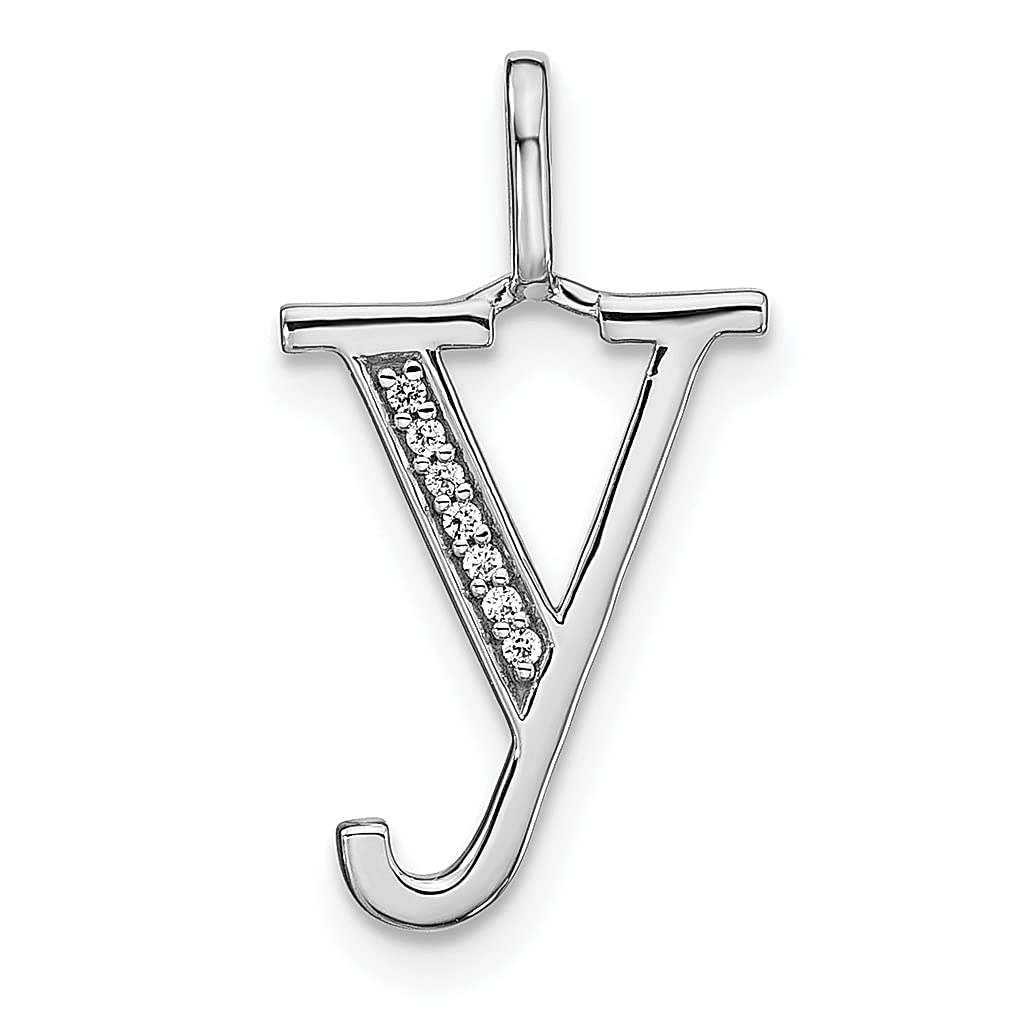 14K White Gold Diamond Letter Y Initial Monogram Pendant Necklace for Women - Elegant Personalized Jewelry Gift for Her, Perfect for Birthdays, Anniversaries & Special Occasions