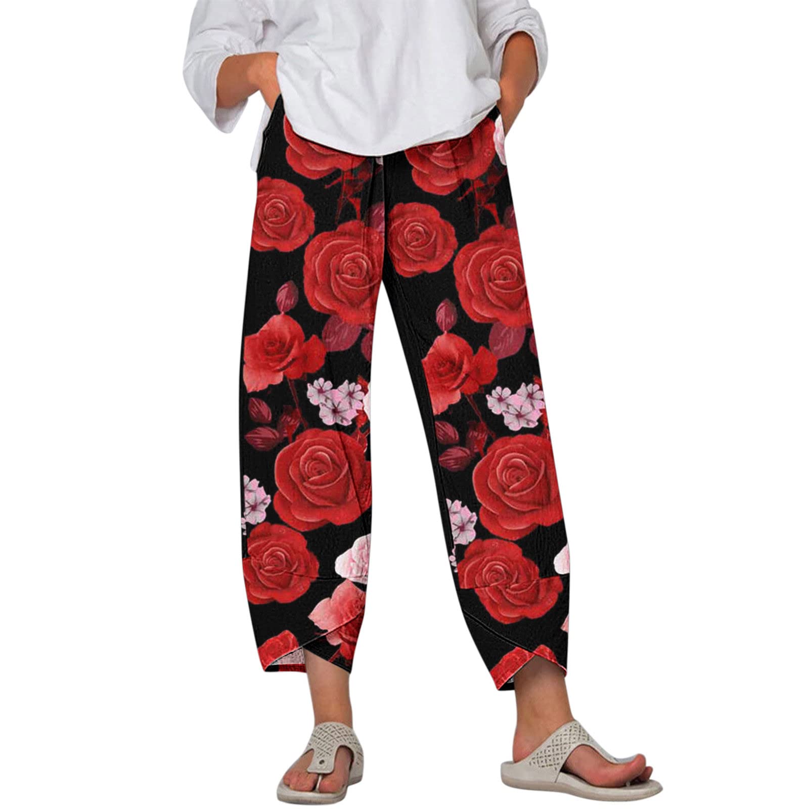 Women's Casual Summer Capri Pants - Wide Leg Comfy Drawstring Yoga Workout Capris (Size 2X) | Perfect for Beach, Lounge & Outdoor Activities