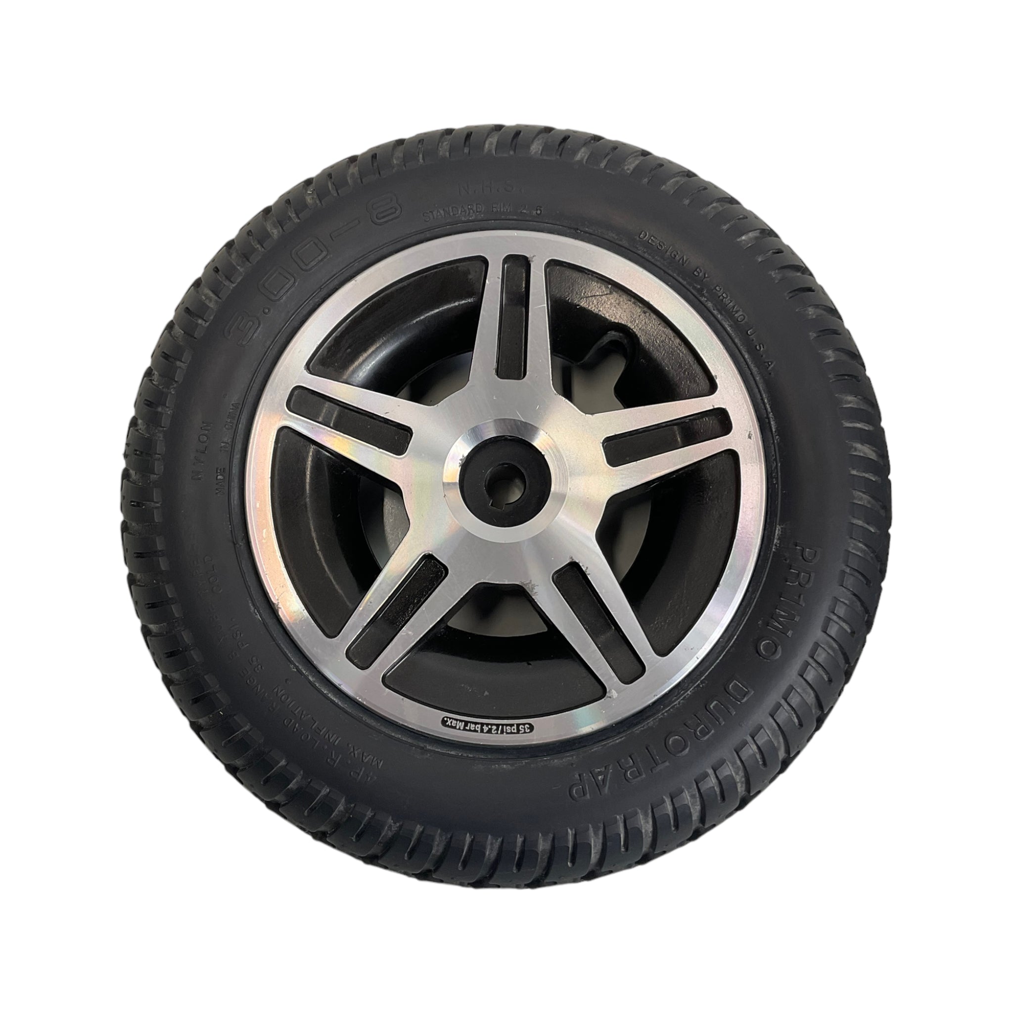 Solid/Flat-Free Drive Wheel Replacement for Pride Mobility Jazzy 600/600 XL/Select HD/Elite 14/Elite HD Power Wheelchairs | Primo WHLASMB2187 | Durable Mobility Solution for Indoor/Outdoor Use