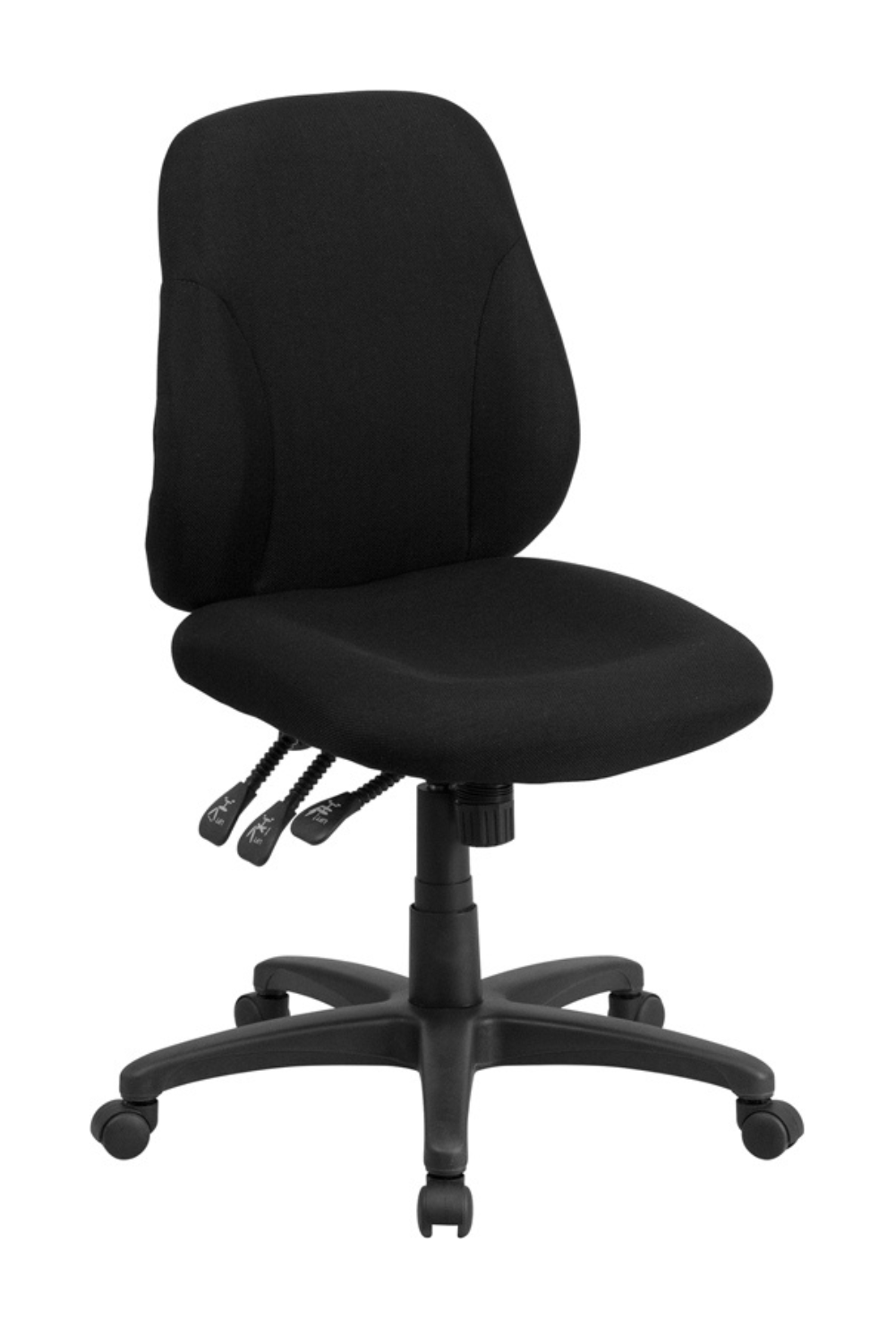 FLASH Wade Mid Back Black Fabric Ergonomic Office Chair with Swivel & Adjustable Height - Perfect for Home Office, Gaming, and Workspace Comfort