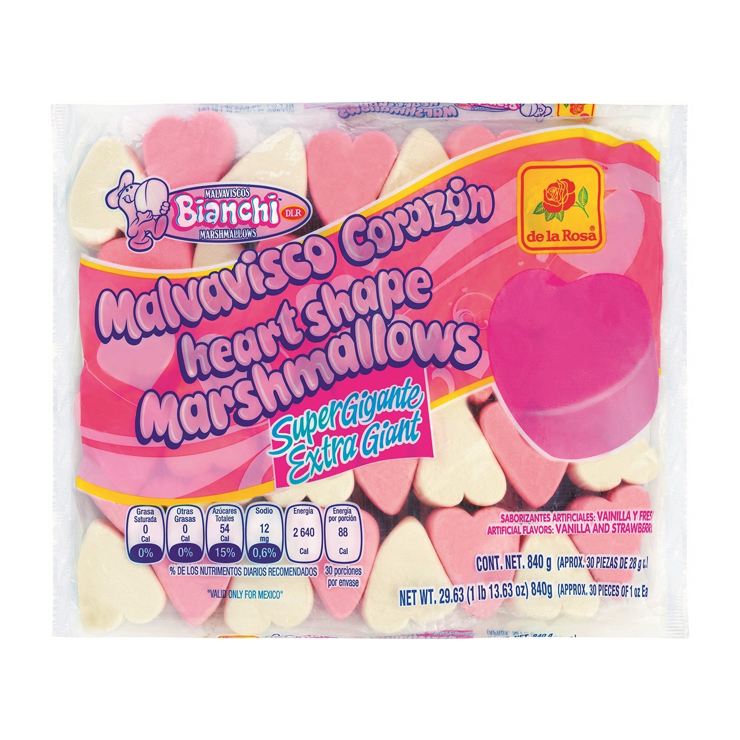 De La Rosa Bombon Corazon Gigante - Giant Heart Candy 840g Bag - Perfect for Valentine's Day Gifts, Birthday Parties & Sweet Treats