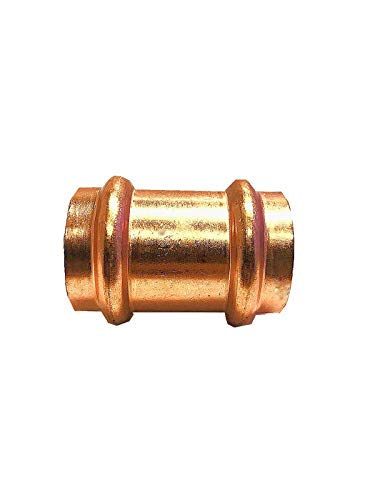 1-1/4 Inch Copper Press Coupling No Stop - Press x Press Fitting for Plumbing Supply - 1-1/4'' Copper Pipe Connector - Perfect for Residential & Commercial Water Pipe Systems